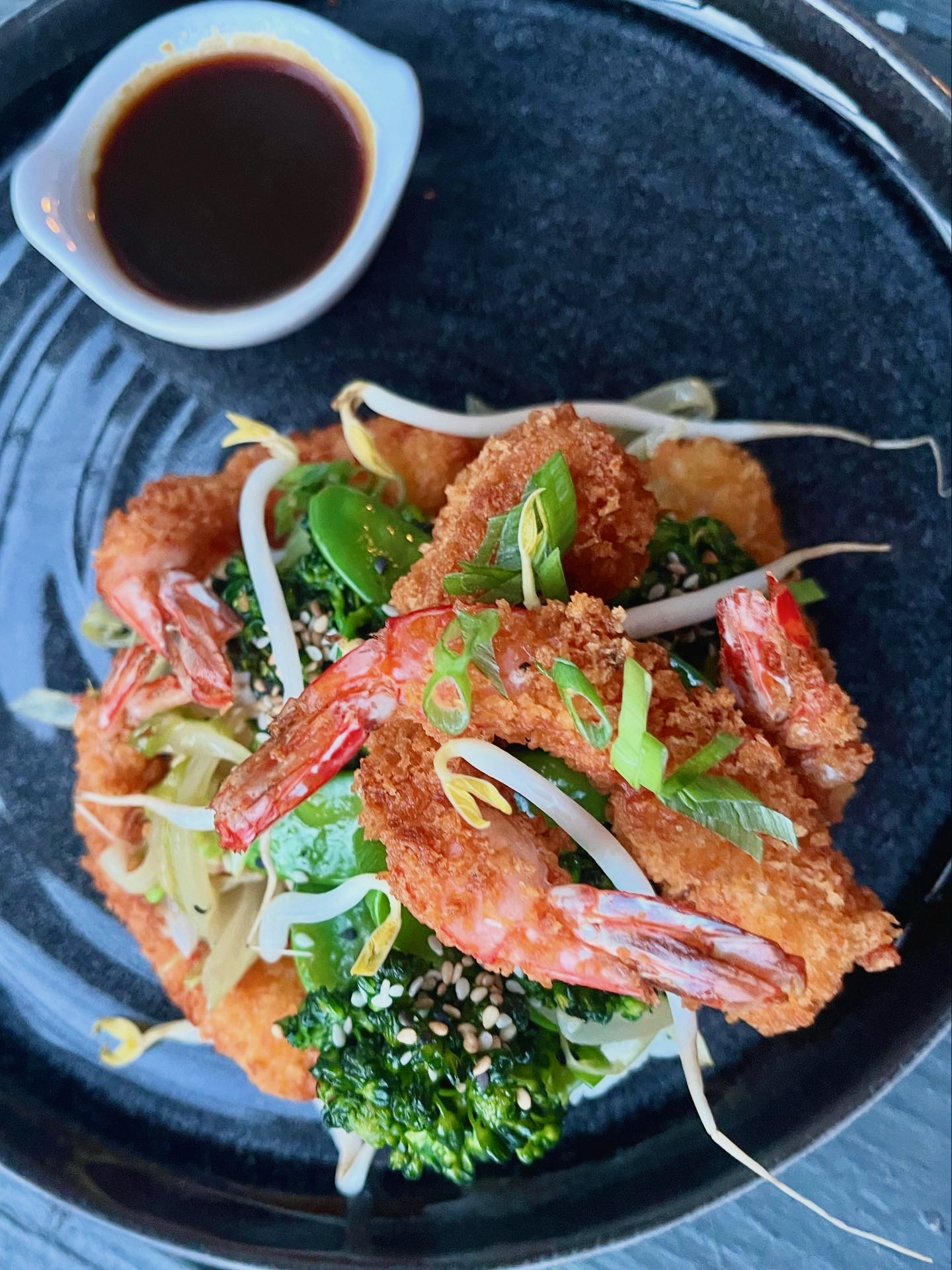 Panko Prawns & Vegetable Medley