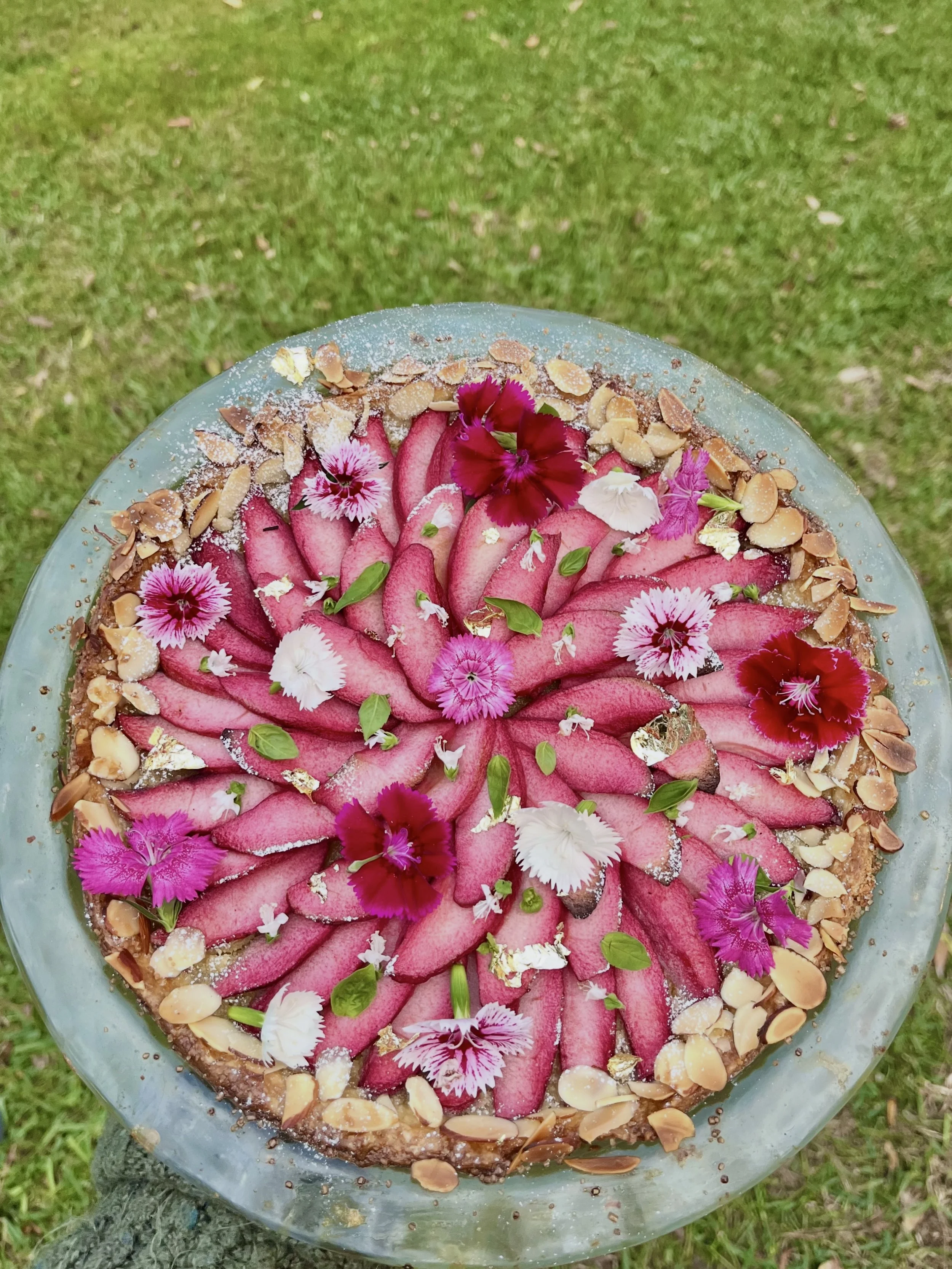 Mixed Berry Poached Apple Frangipane Tart