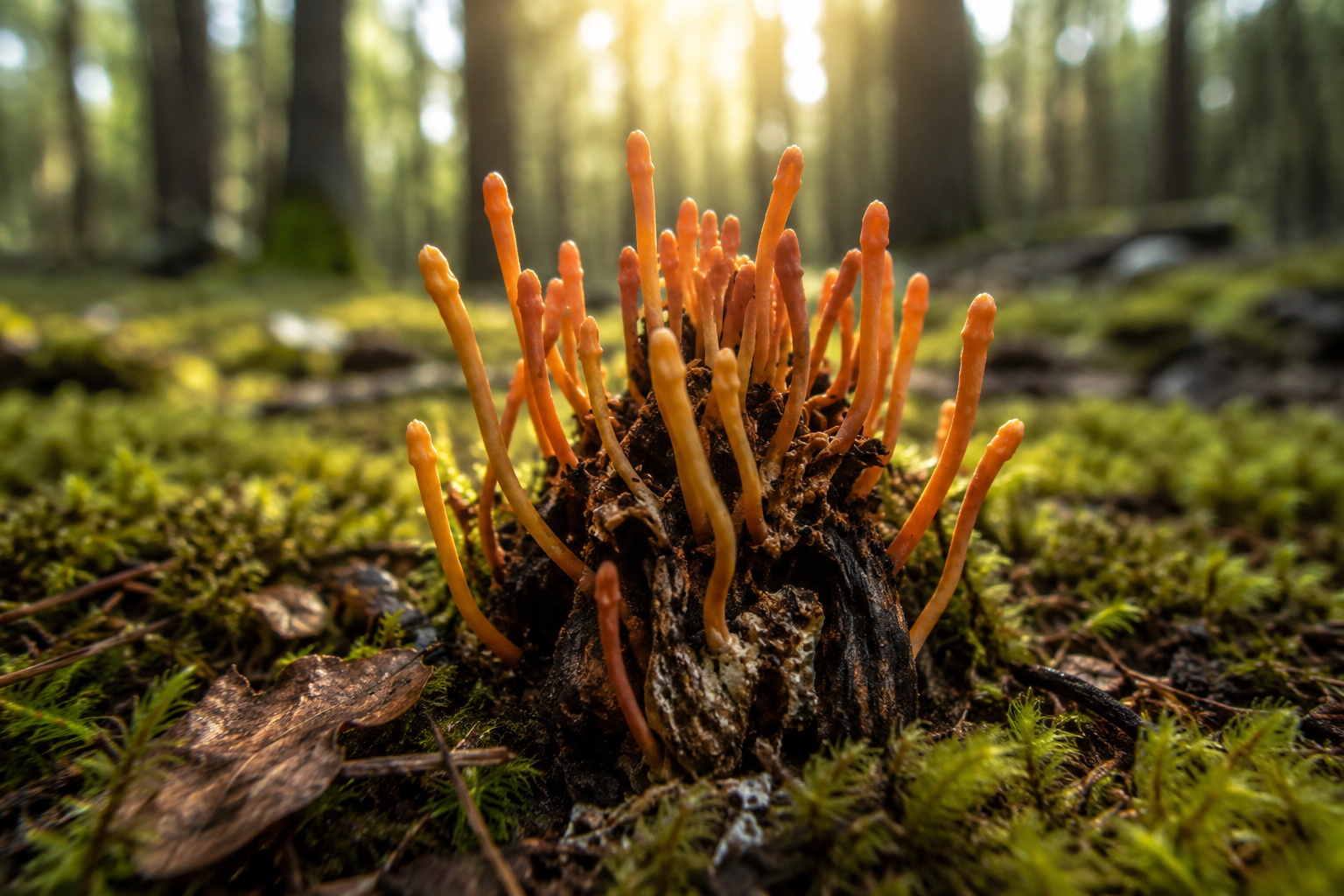 Cordyceps (Cordyceps) is a unique fungus that naturally grows on insect larvae in the wild, though most modern supplements use cultivated versions like Cordyceps militaris. It’s been used in traditional Chinese medicine for centuries, especially for 