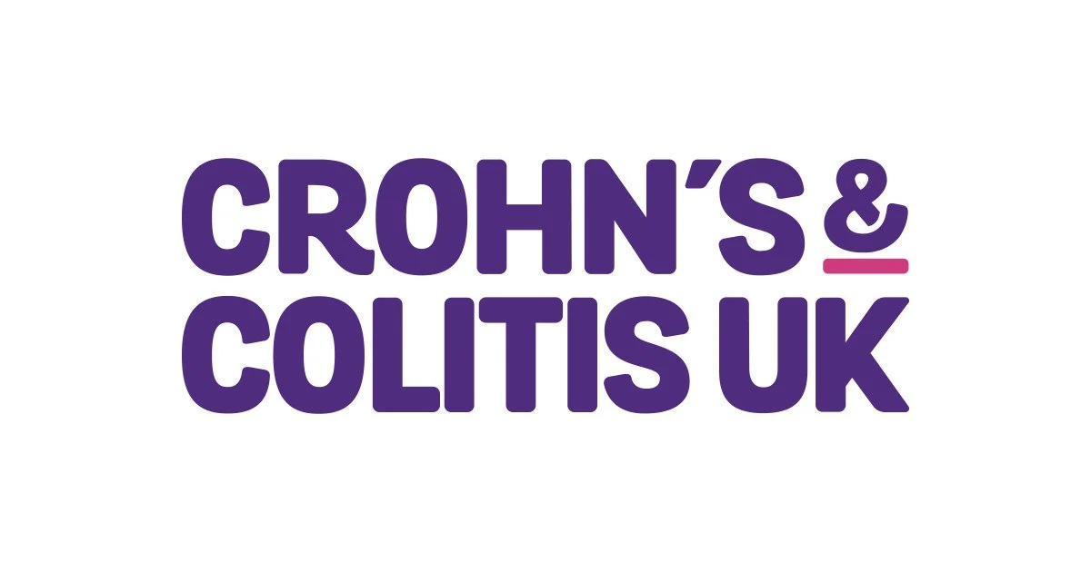 Logo for Crohn's & Colitis UK in bold purple letters on a white background.
