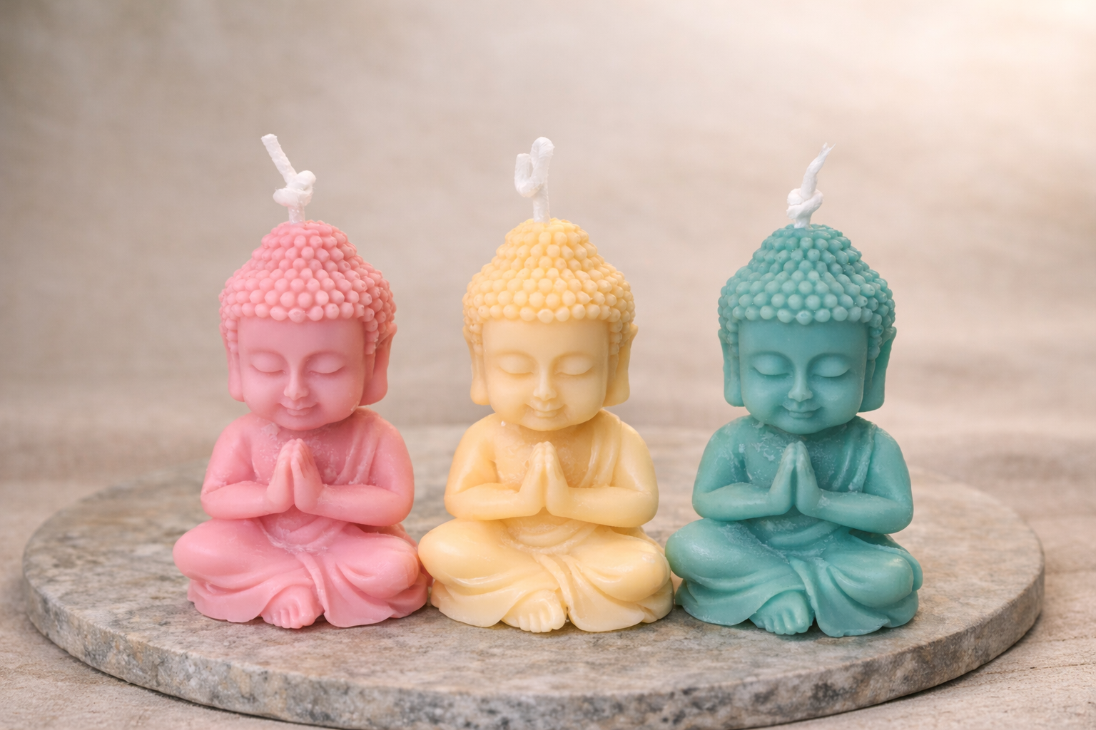 Mini Zen Buddha Candle Trio