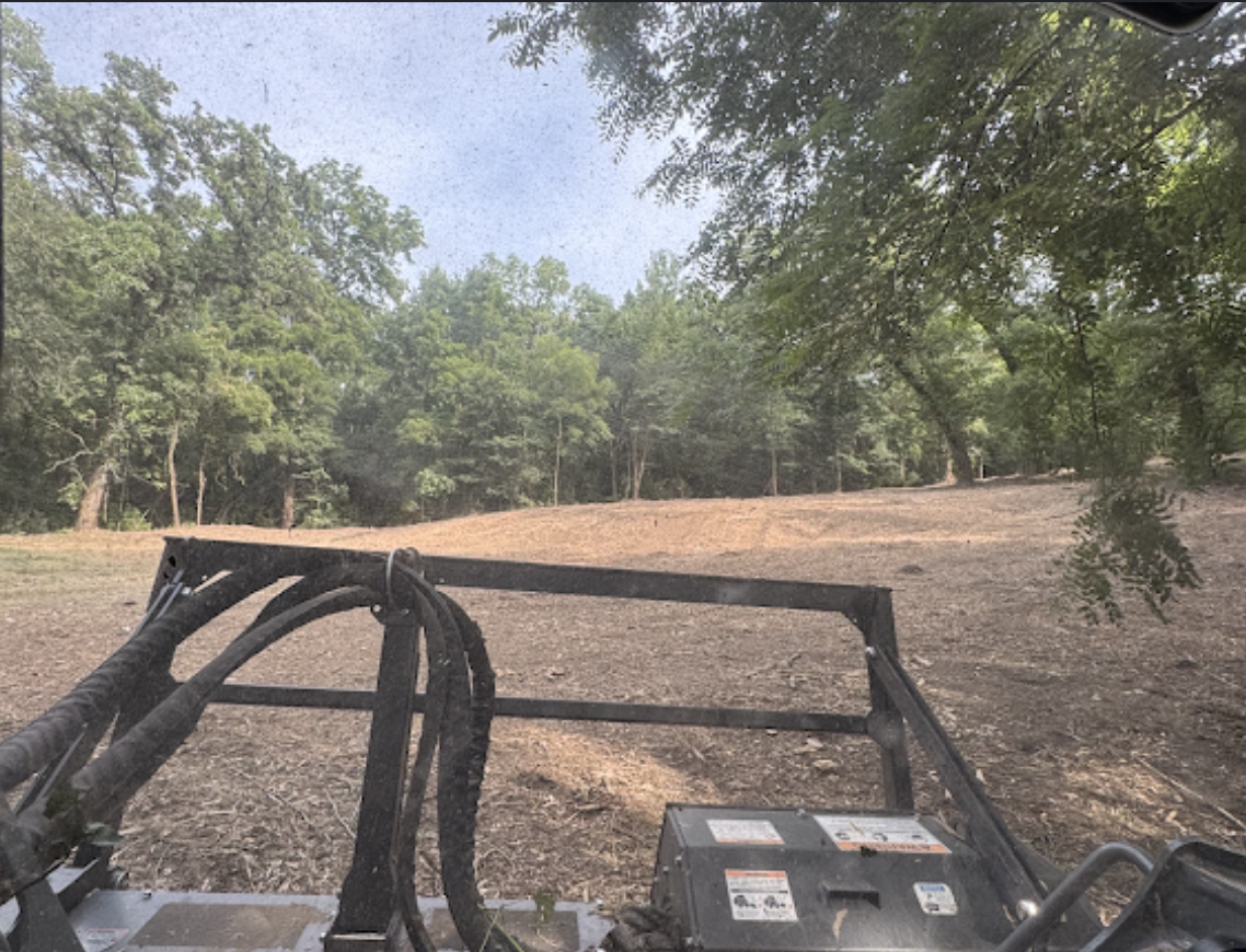 Cleared and opened property after forestry mulching by OPS Forestry Mulching Division in Illinois.