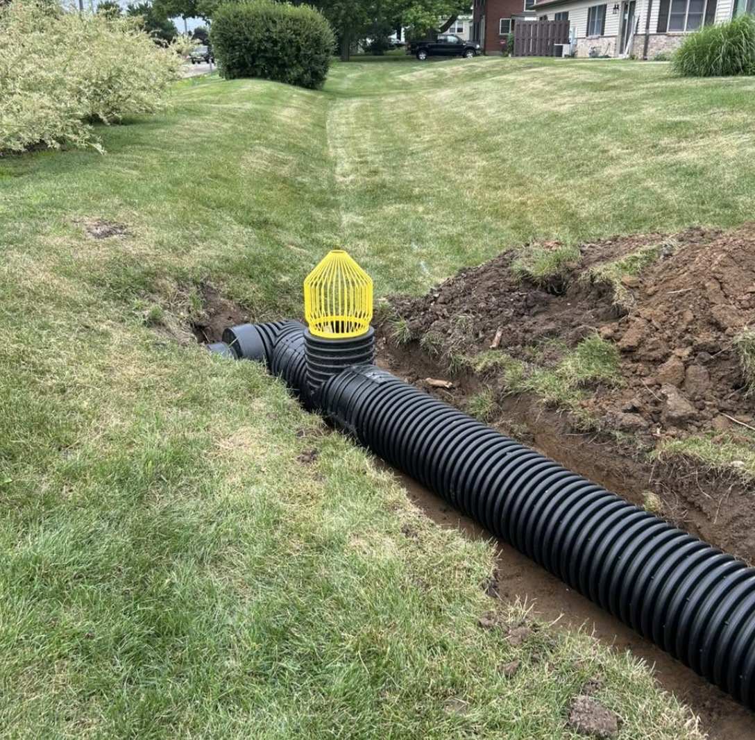 Professional excavation and drainage improvements completed in Sycamore, IL.