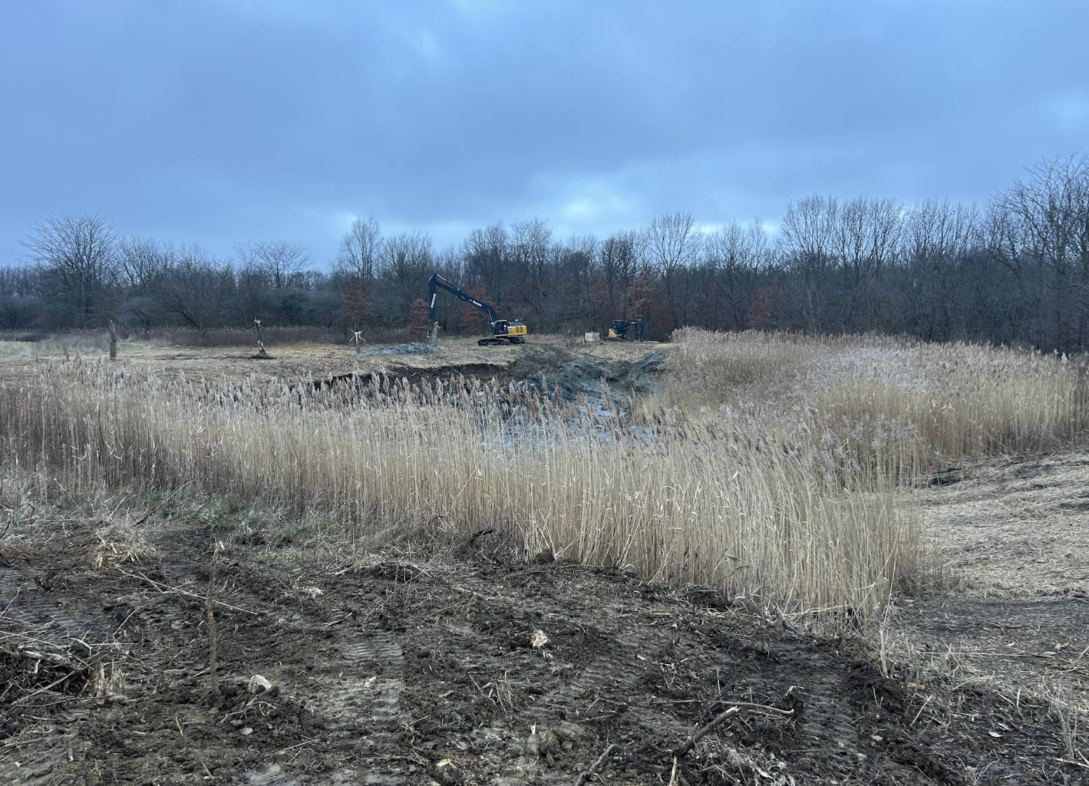 Pond excavation services completed in Ottawa, Illinois.