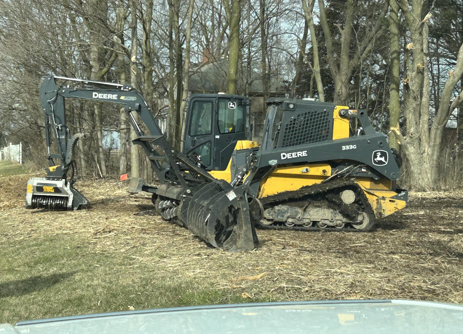 Forestry mulching project on a wooded property in Ottawa, Illinois.