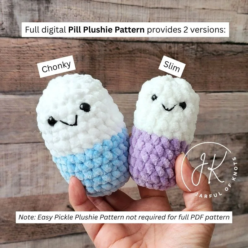 pill plushie pattern in super bulky yarn