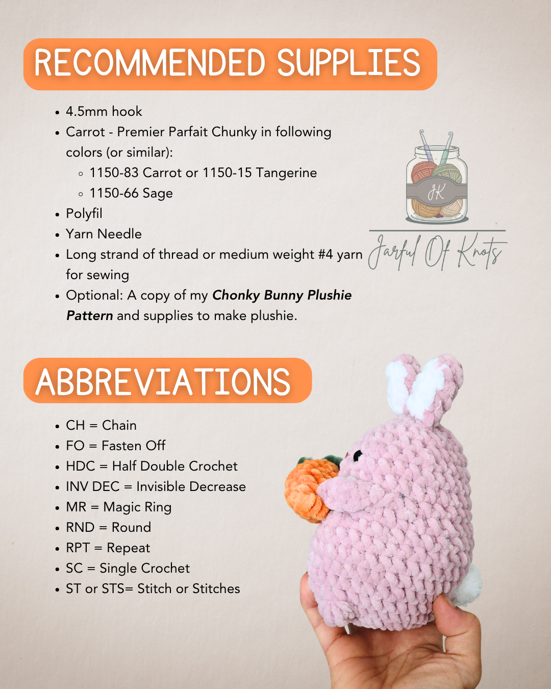 Carrot Pattern and Mod for Chonky Bunny Plushie