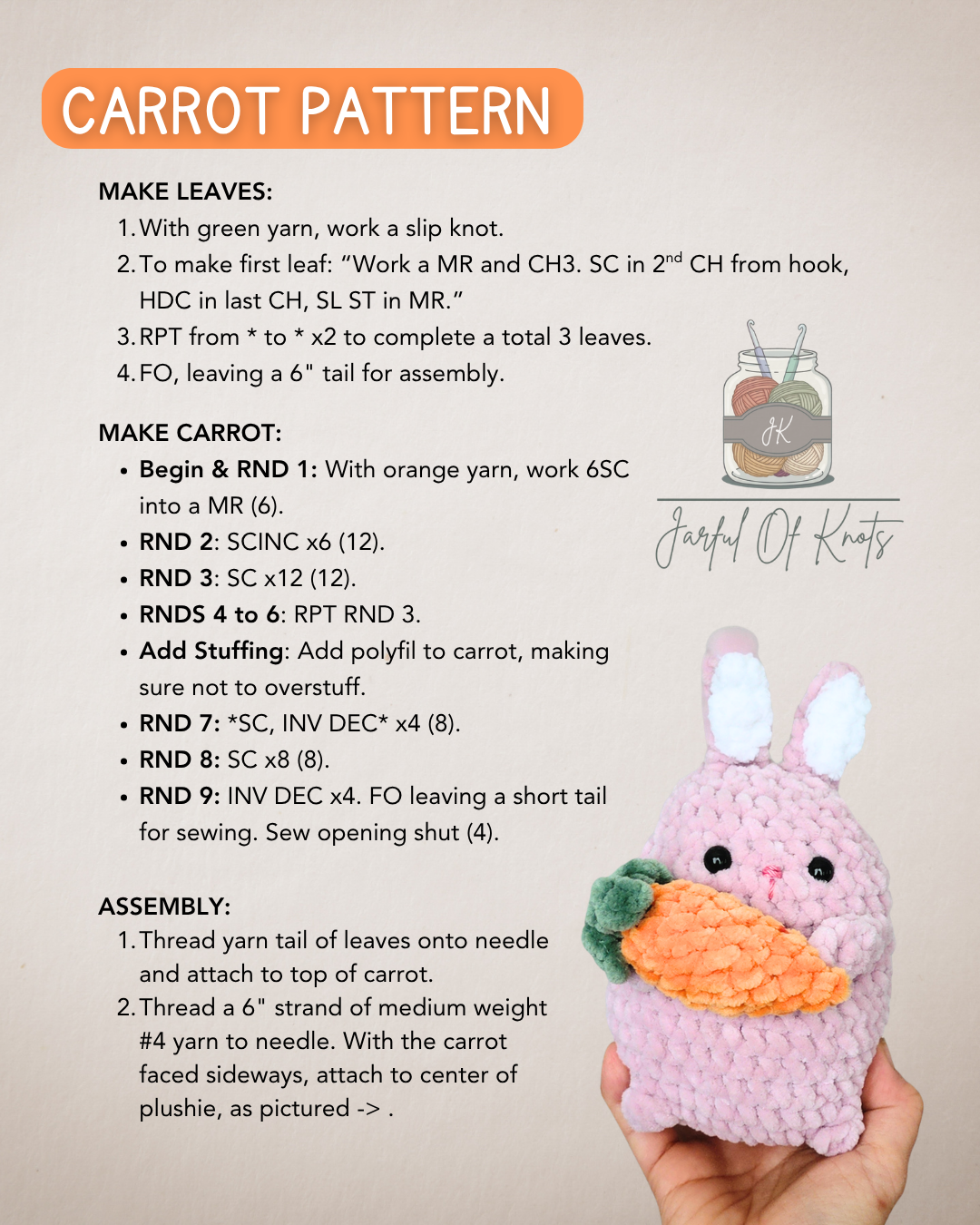 Carrot Pattern and Mod for Chonky Bunny Plushie