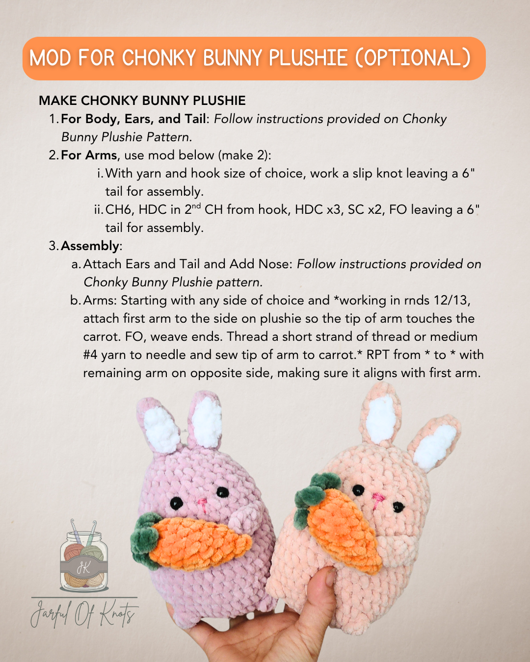 Carrot Pattern and Mod for Chonky Bunny Plushie