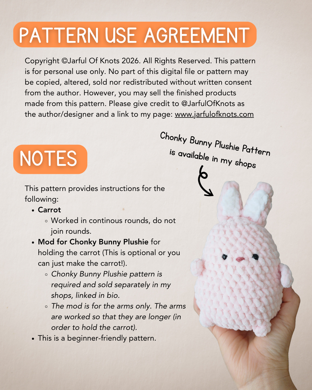 Carrot Pattern And Mod for Chonky Bunny Plushie
