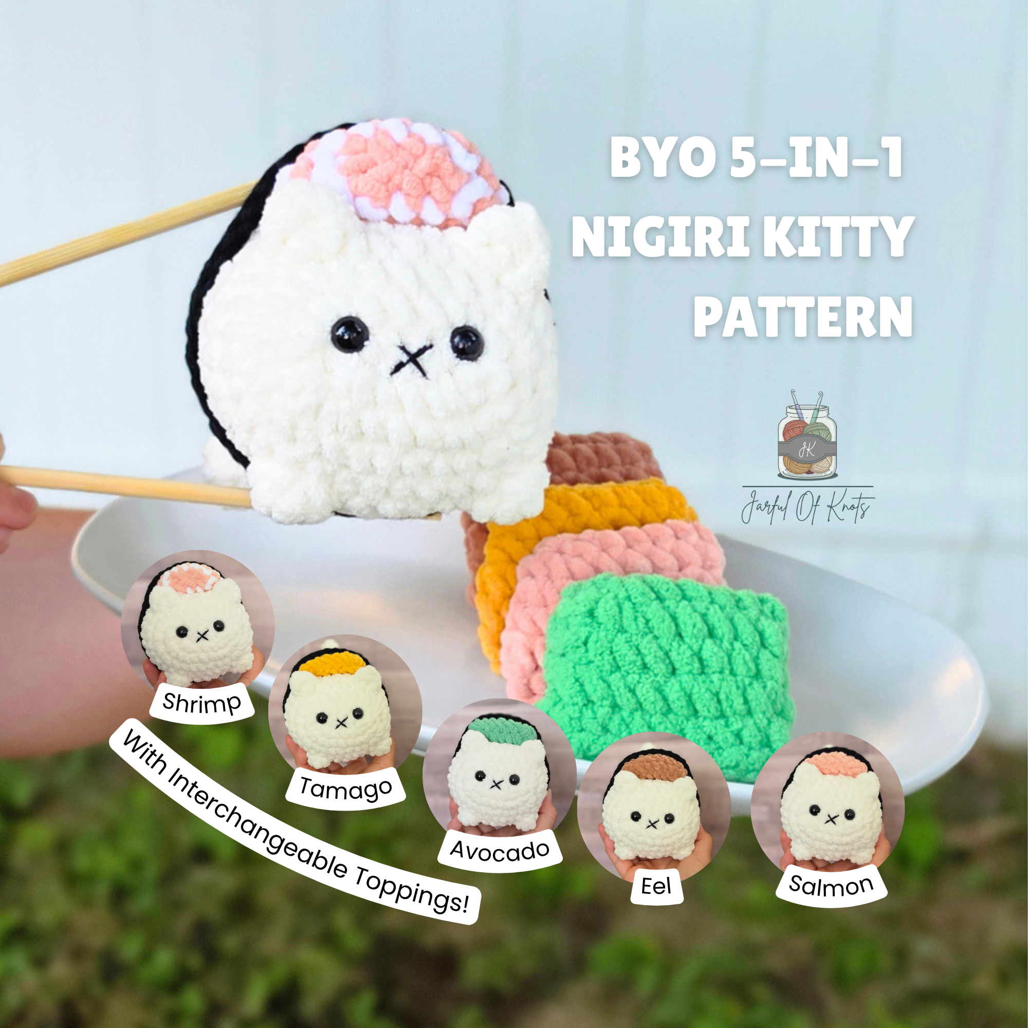 Build Your Own (BYO) 5-in-1 Nigiri Kitty Pattern (Digital PDF)