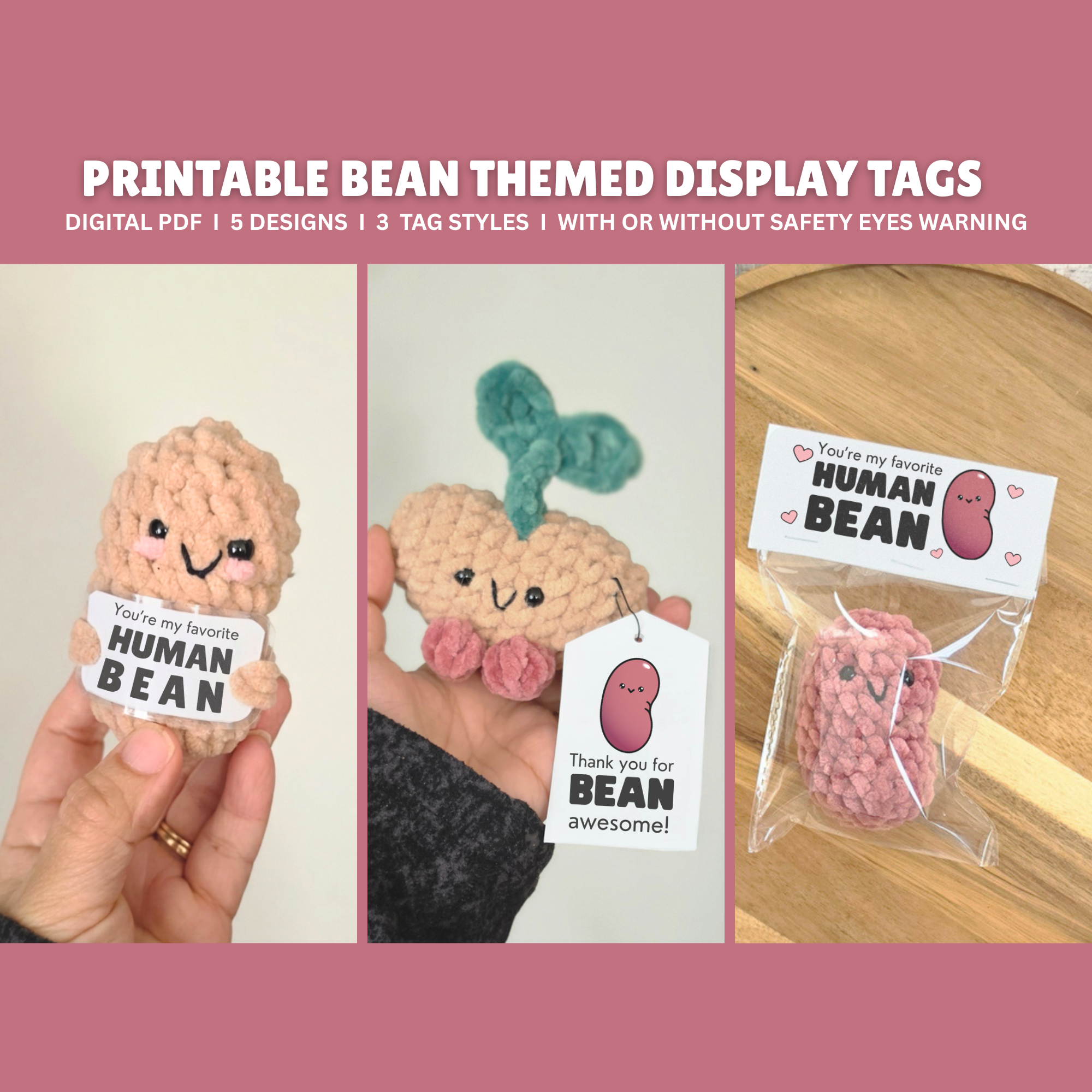 Printable Bean Themed Display Tags (Digital PDF)