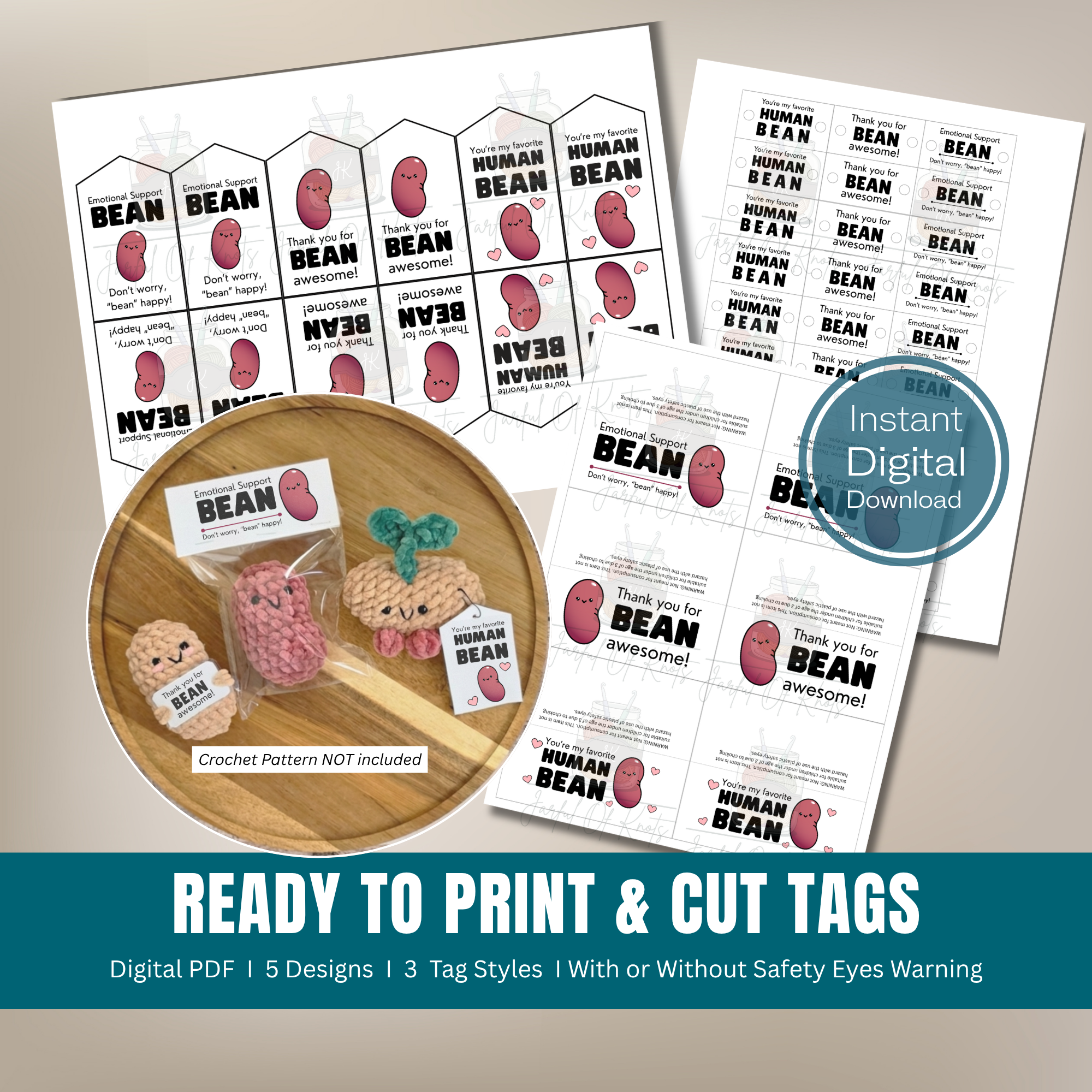 Printable Bean Themed Display Tags (Digital PDF)