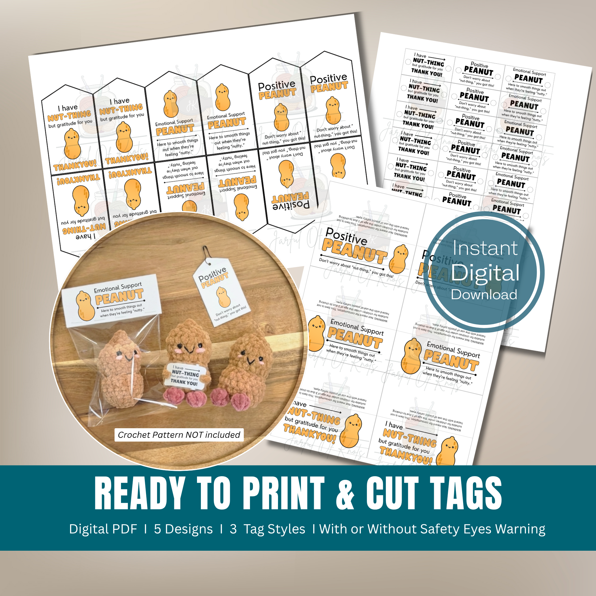 Printable Peanut Themed Display Tags (Digital PDF)