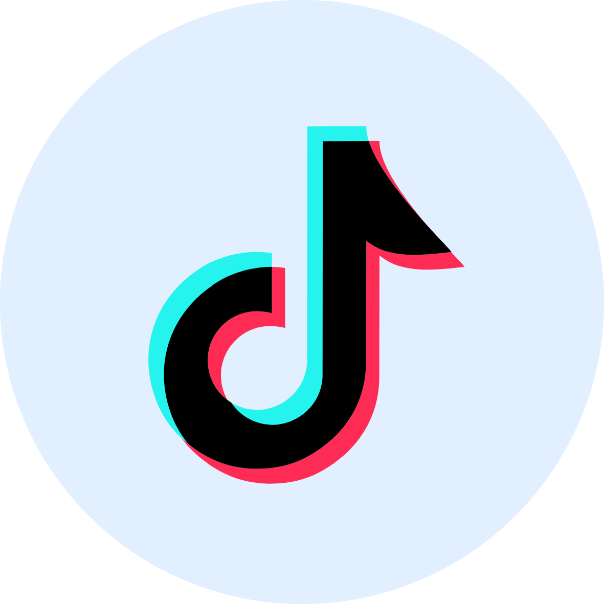 TikTok logo with a blue circle background