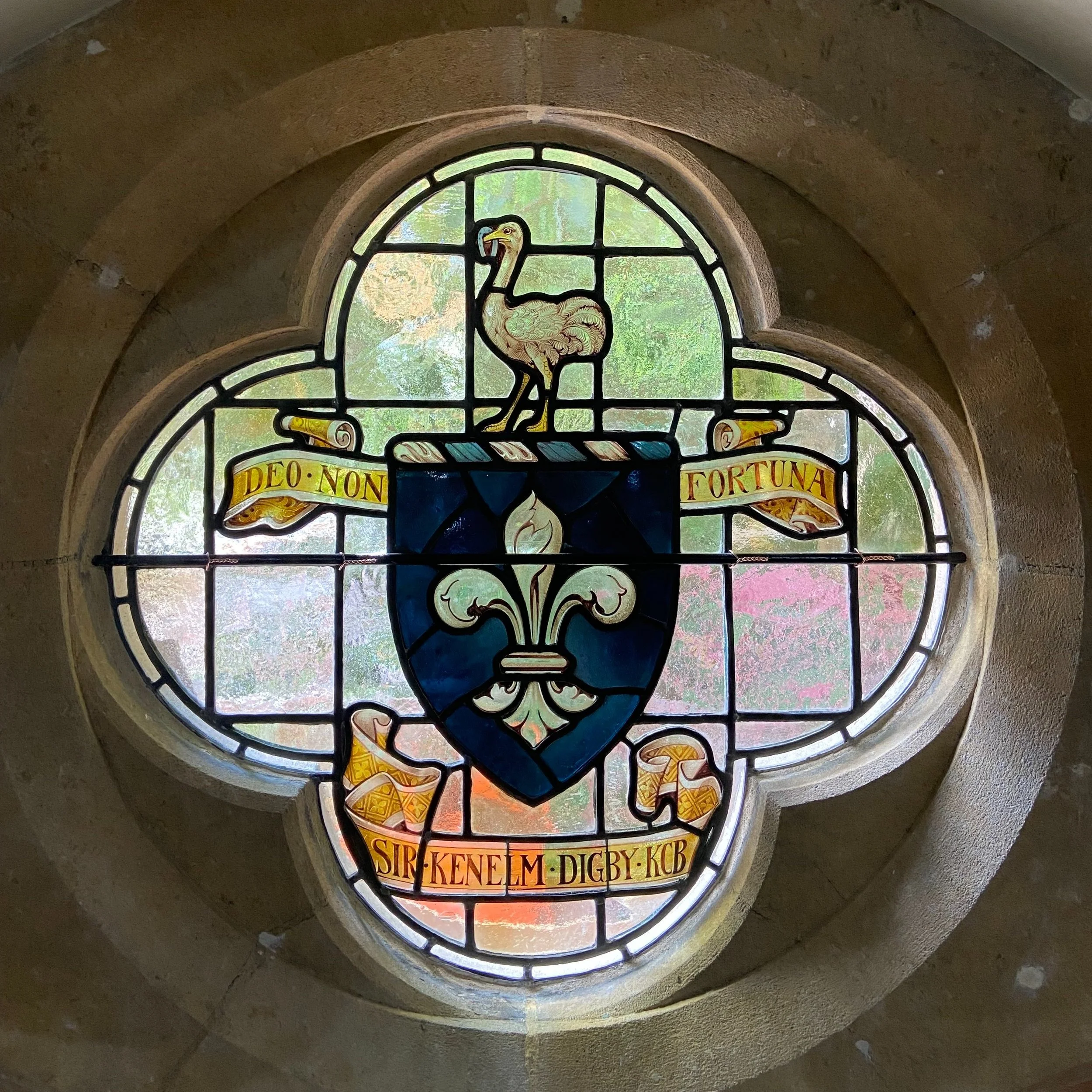Quatrefoil after restoration with the painted replacement piece