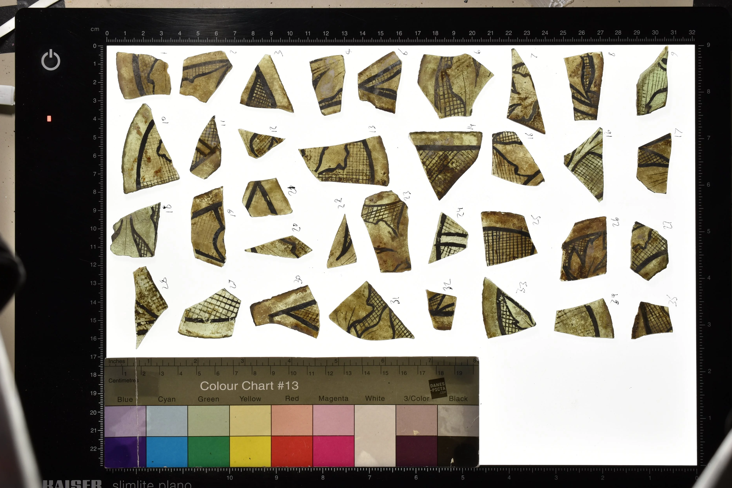 Photographic recording of the fragments