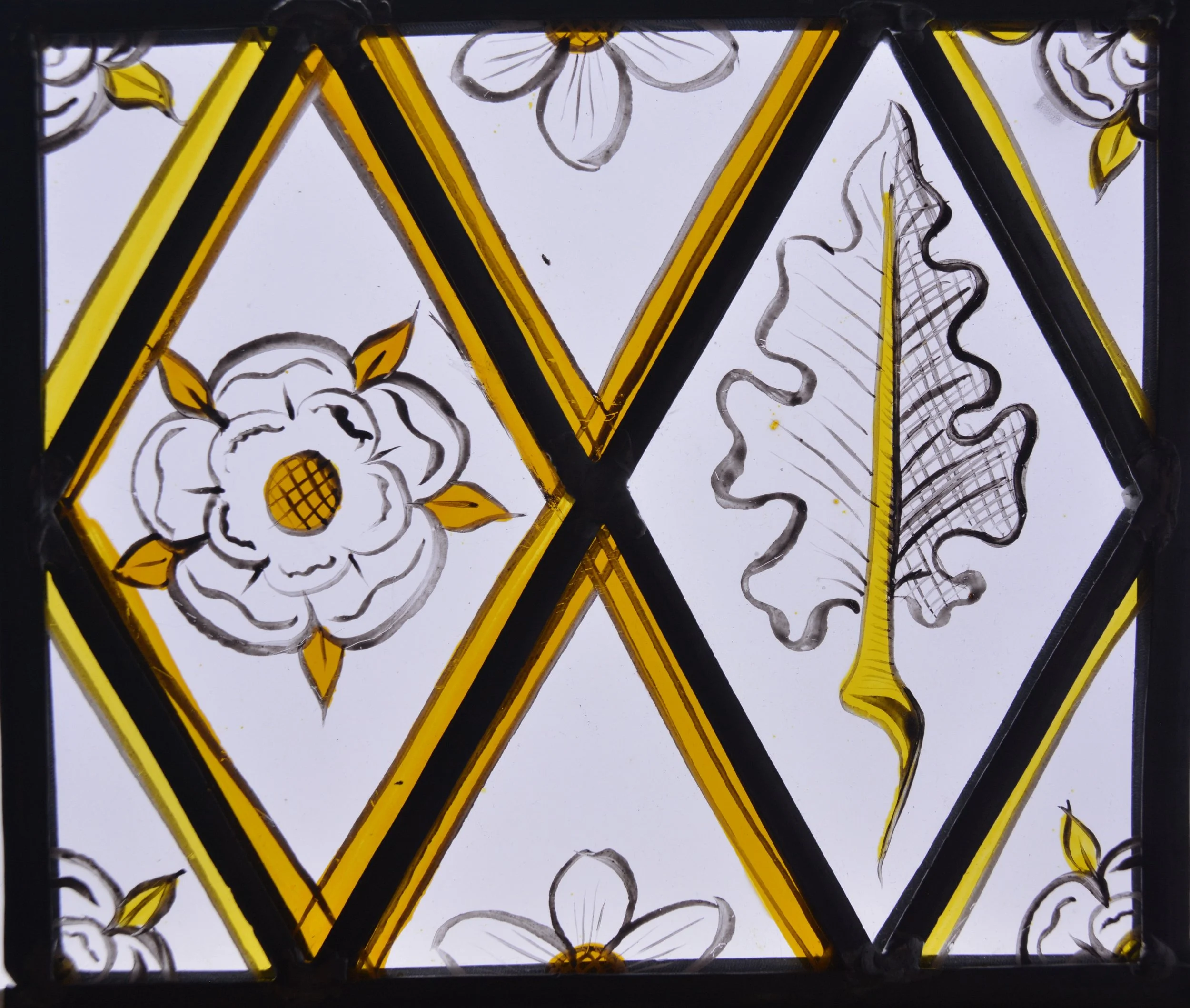 Quarry glazing with copies of medieval designs, 2025