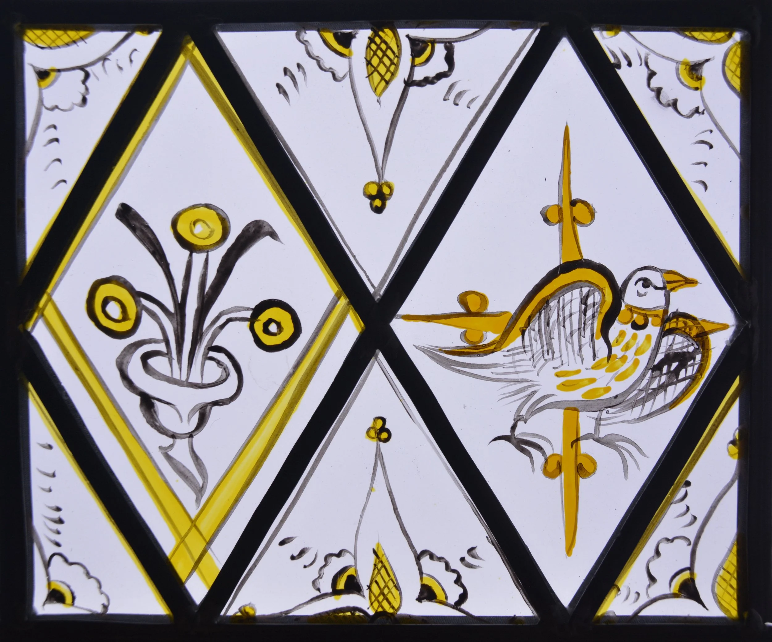 Quarry glazing with copies of medieval designs, 2025