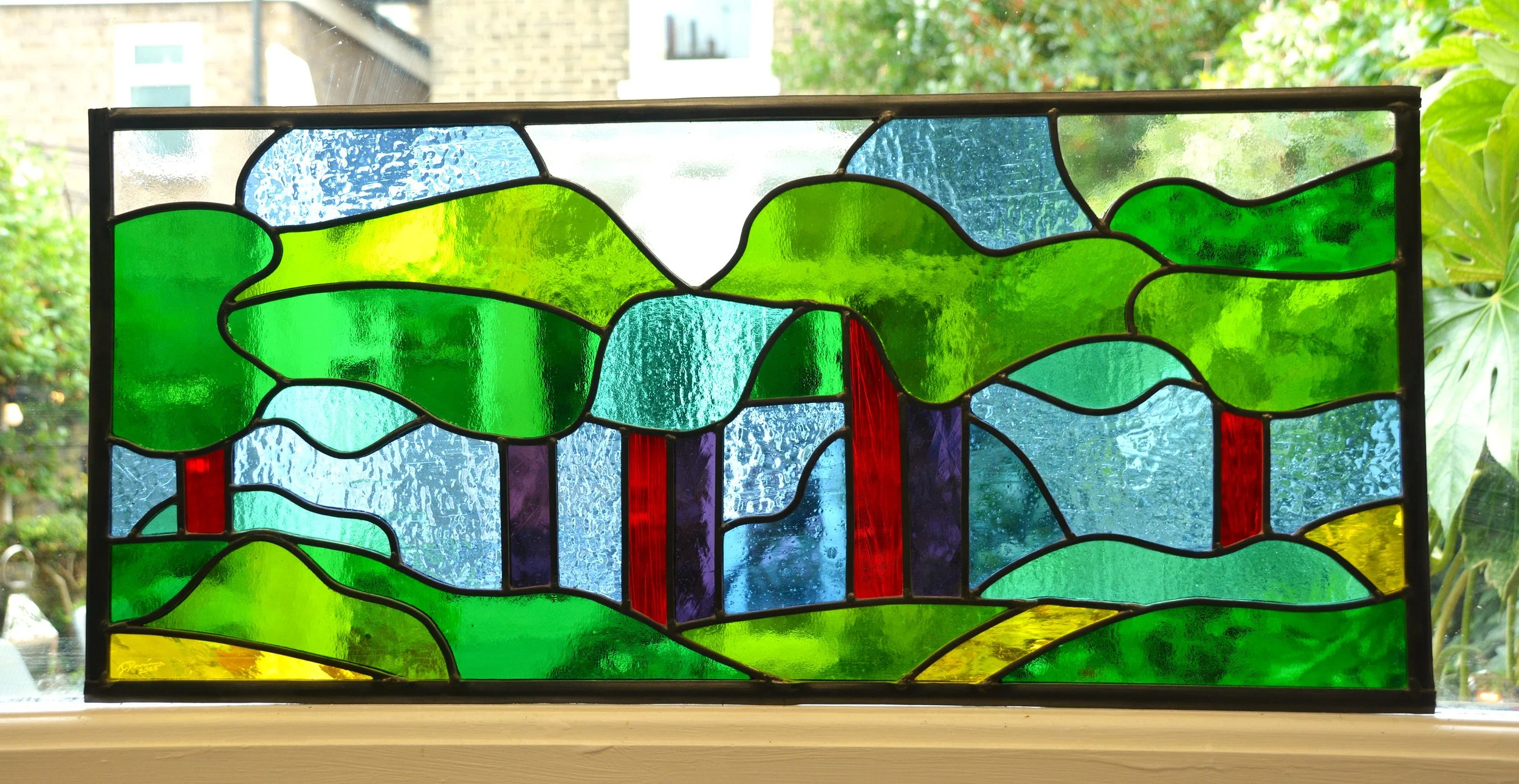 Commissioned internal window inspired by David Hockney prints, 2025