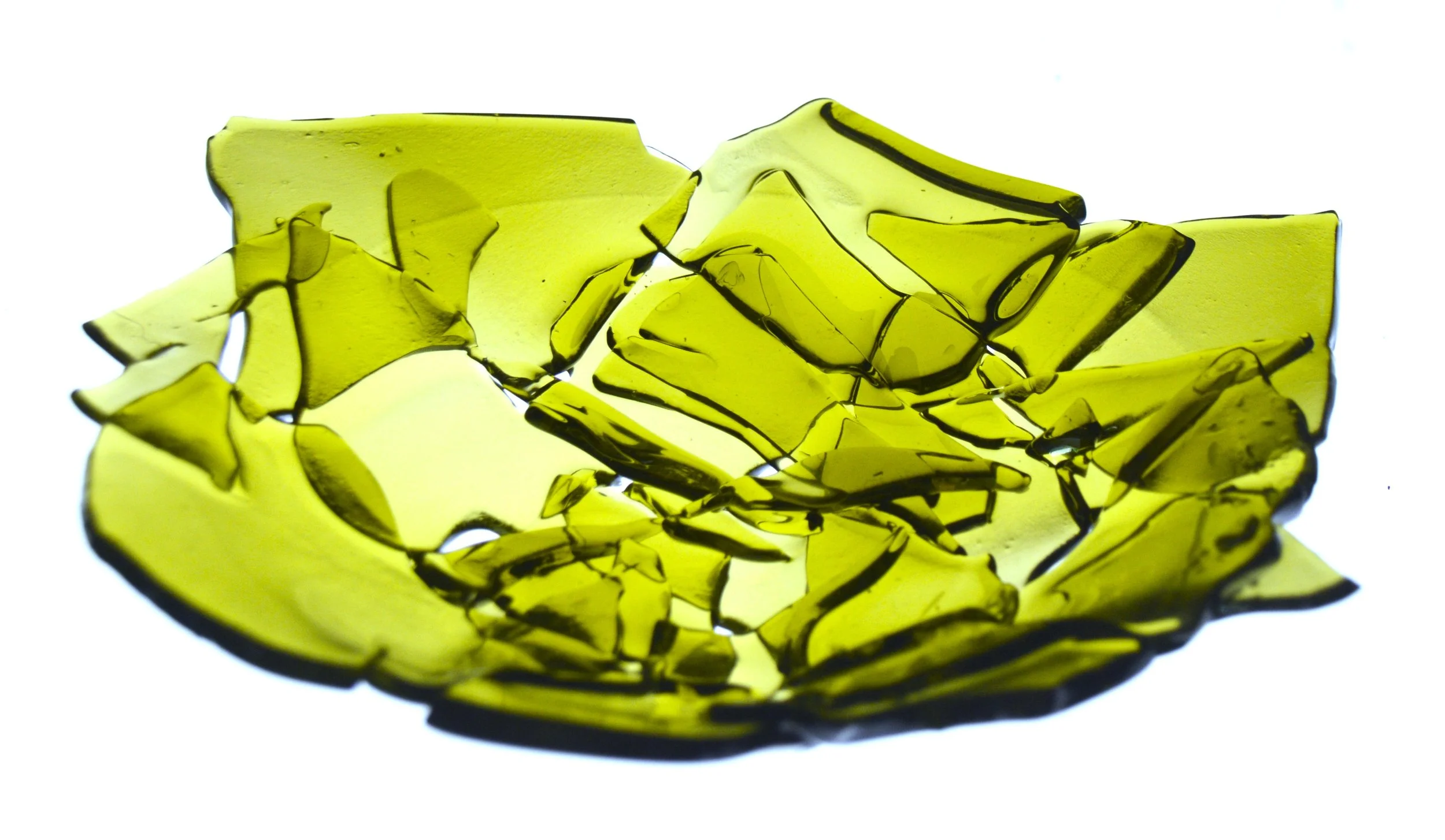Small Glass Fragment Bowl, in olive