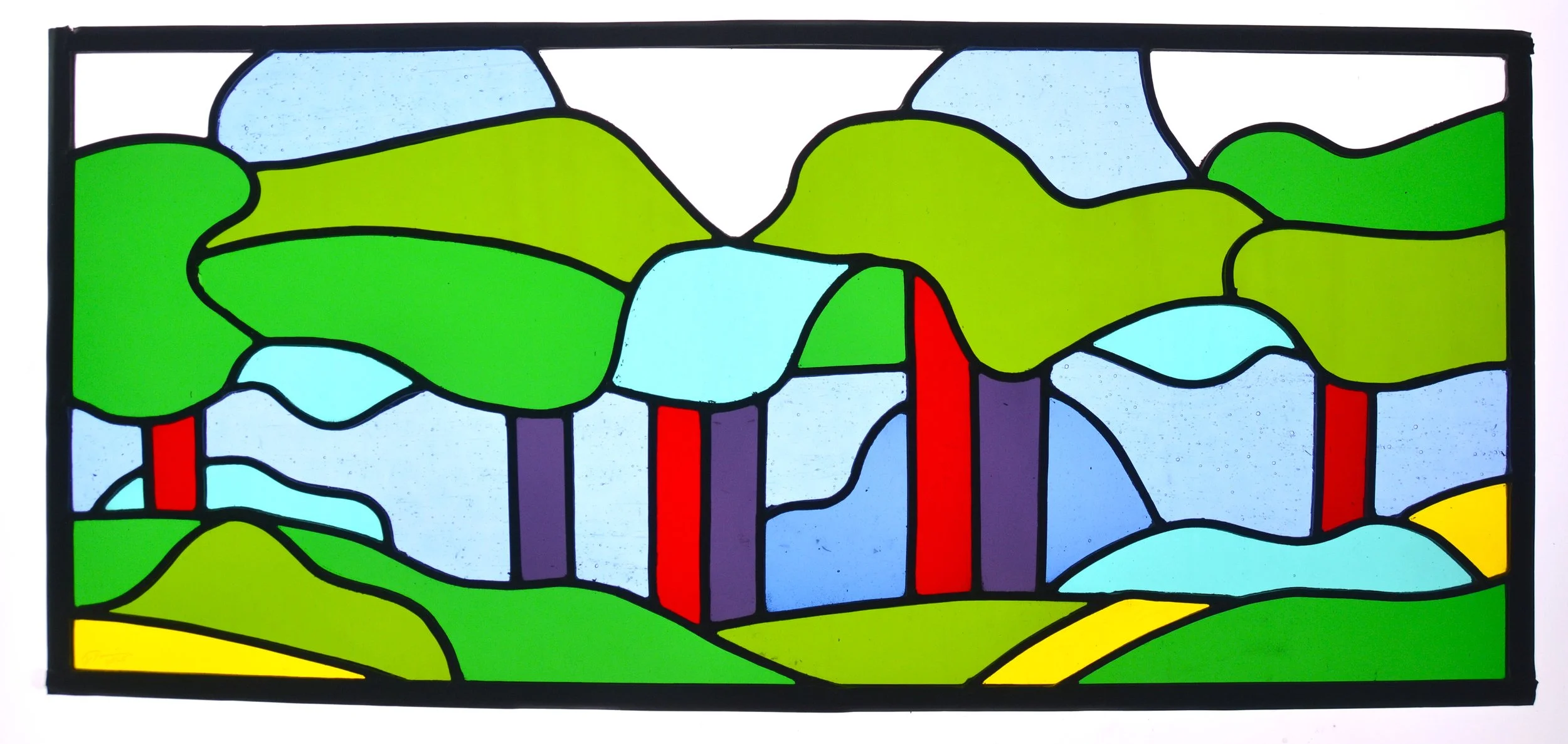 Commissioned internal window inspired by David Hockney prints, 2025
