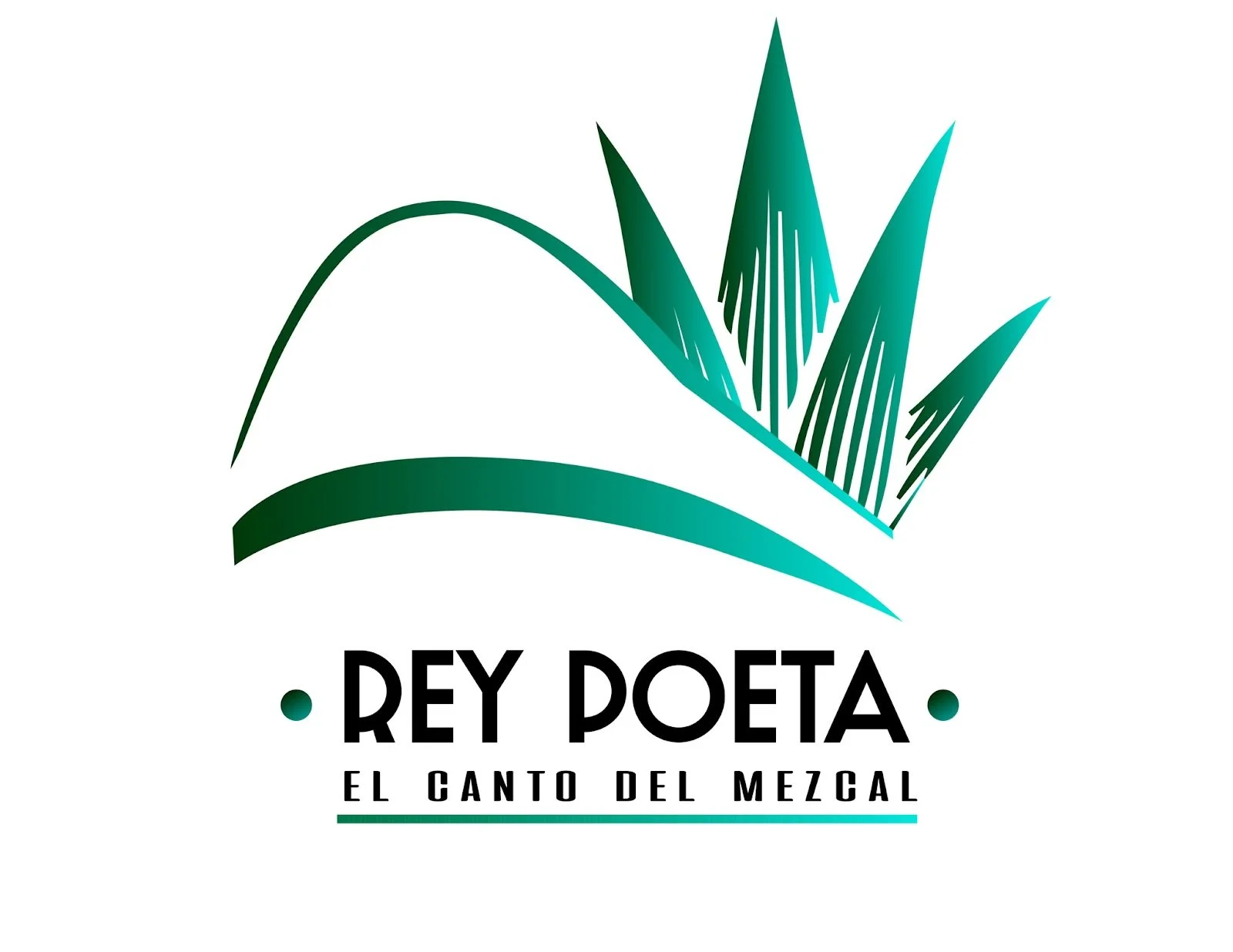 Logo que muestra un libro abierto con plantas que parecen agaves o cactus, acompañado del texto "Rey Poeta" y la frase "El canto del mezcal".