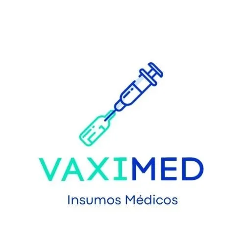 Logo de VAXIMED con una jeringa y las palabras "Insumos Médicos".