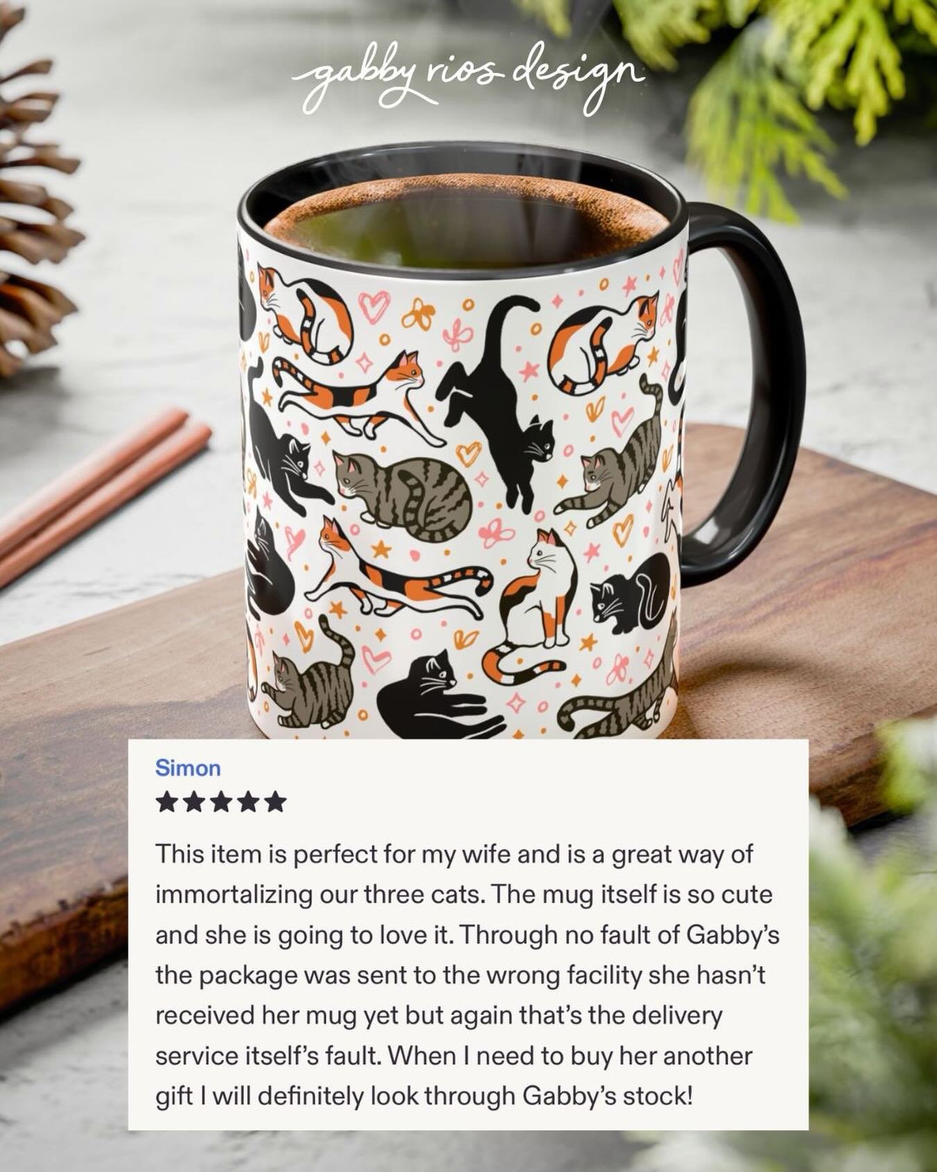 Shout out to Simon for this awesome review! It makes me so happy to hear when customers love their purchase from my shop ☕️ I love these mix and match cat mugs and I&rsquo;m glad others do too! 😻