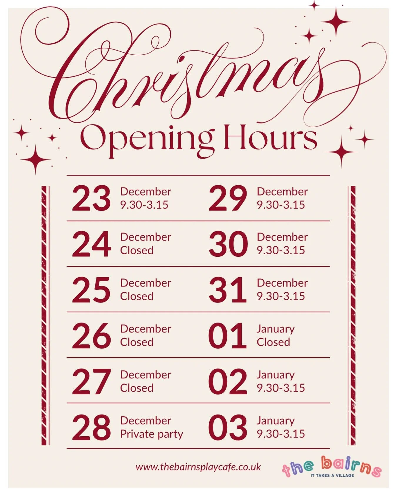 Opening hours over the festive period🎄✨