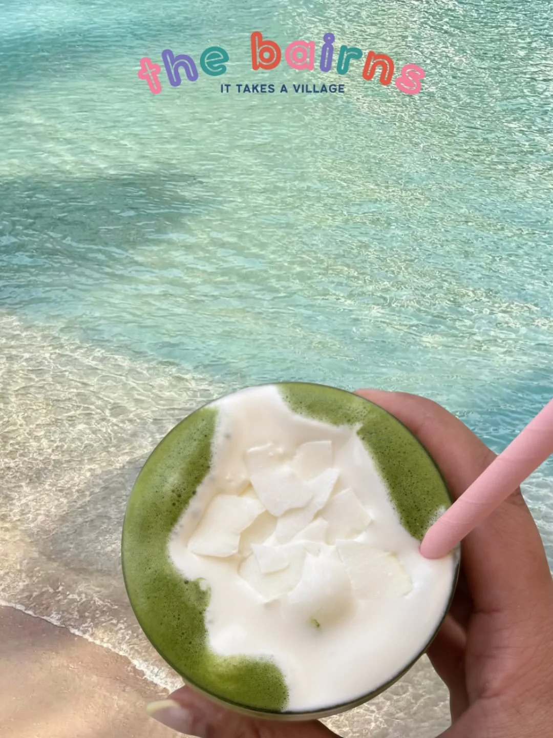 How it feels drinking our mango sticky pudding matcha🏝️ Mango puree, coconut milk, matcha, coconut cold foam, plenty of ice, topped with coconut flakes. Thailand or The Bairns, you&rsquo;d never know🌞