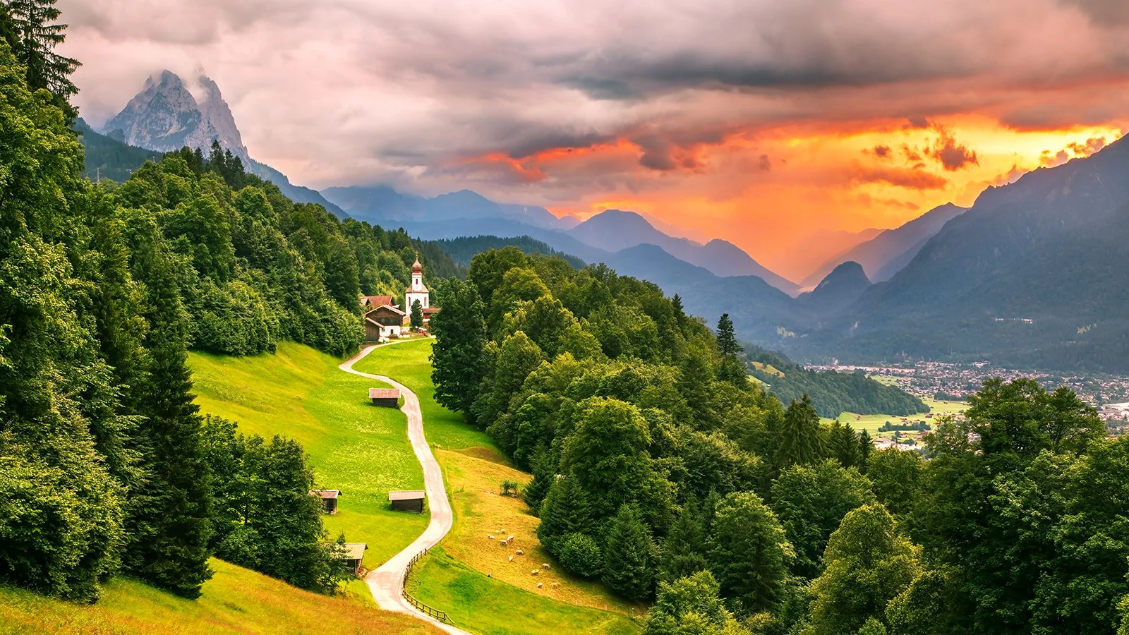  Sunset in Wamberg, Bavaria, Germany 