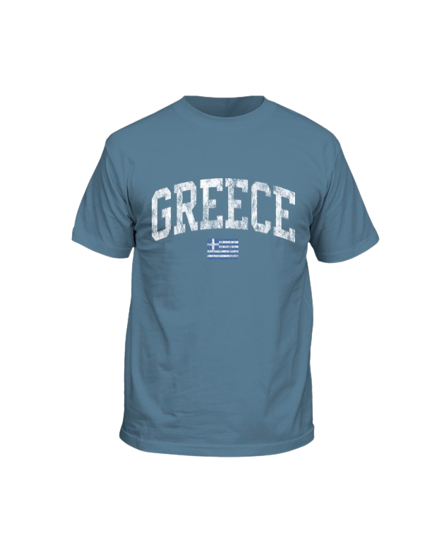 Unisex Greece Distressed T-Shirt - Ice Blue