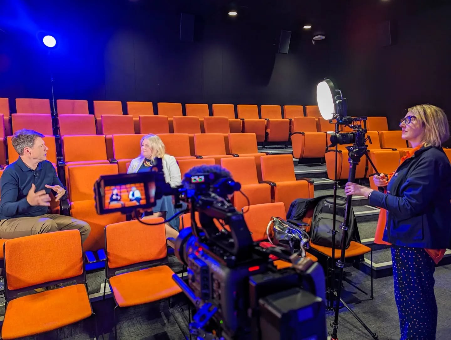 Lighting camera duties with @braveday_create today. And the opportunity for a splash of colour in our very own cinema!

#rotolight 
#sonyfx6 
#lightingcameraman 
#crewlife