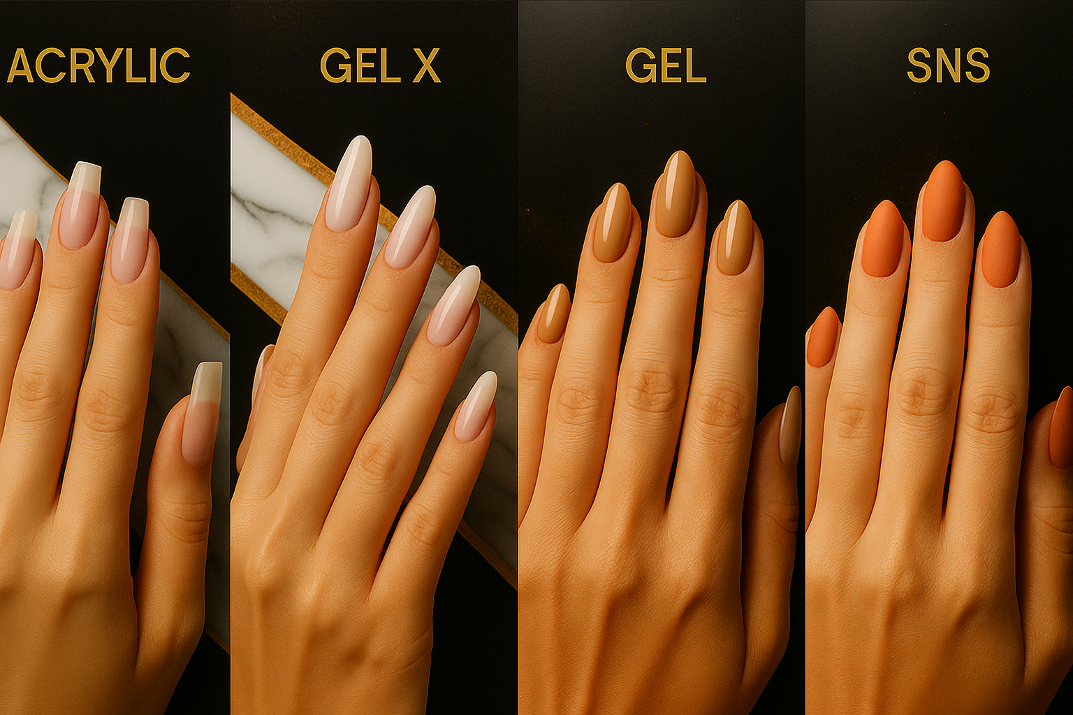 The different types of nails offered by Drip Nail Bar