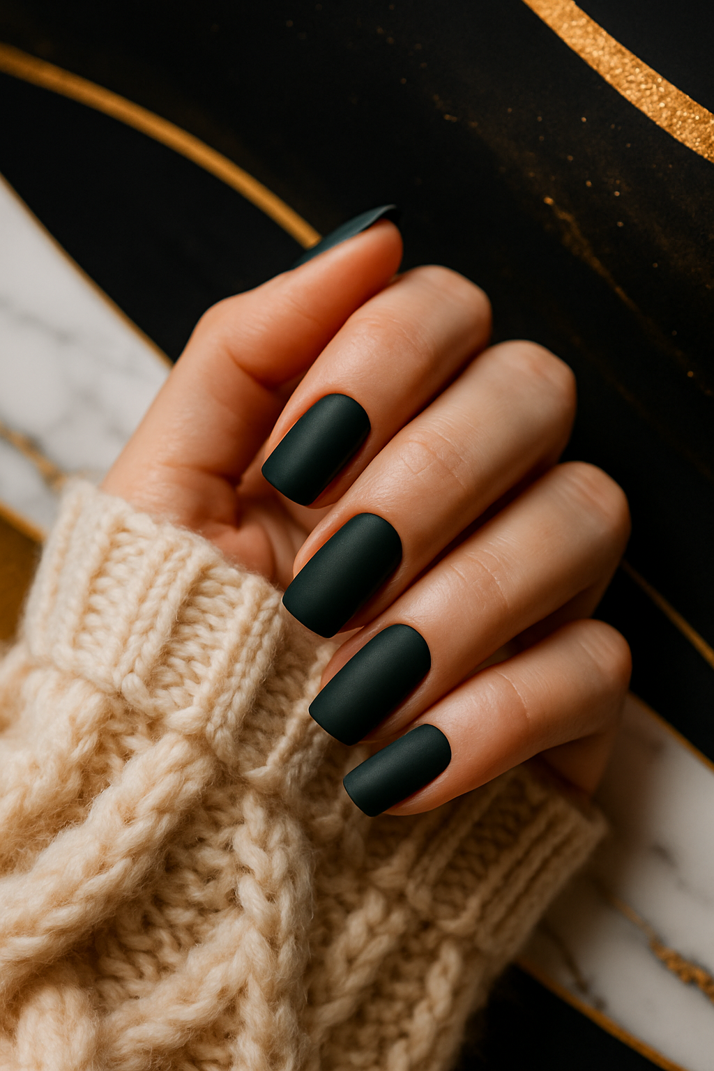 black matte polish nails