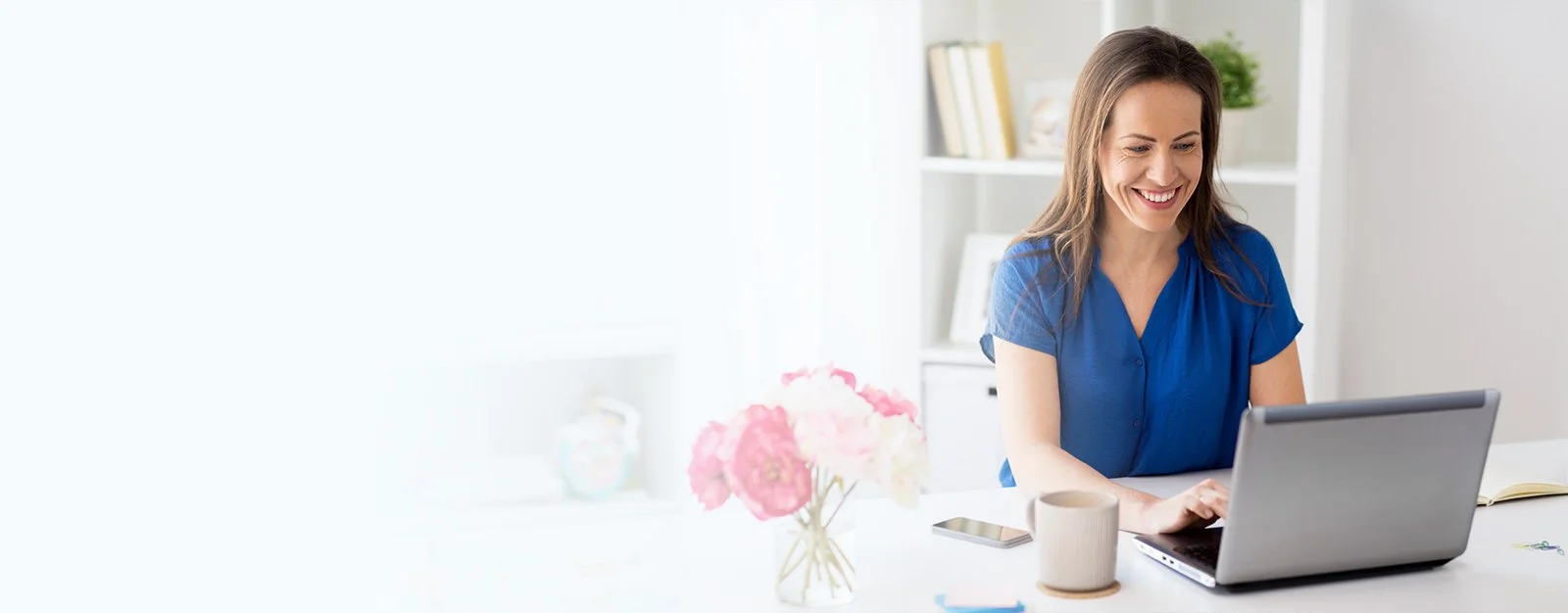 Woman receiving online insurance quote from insurance agent in Redding, CA