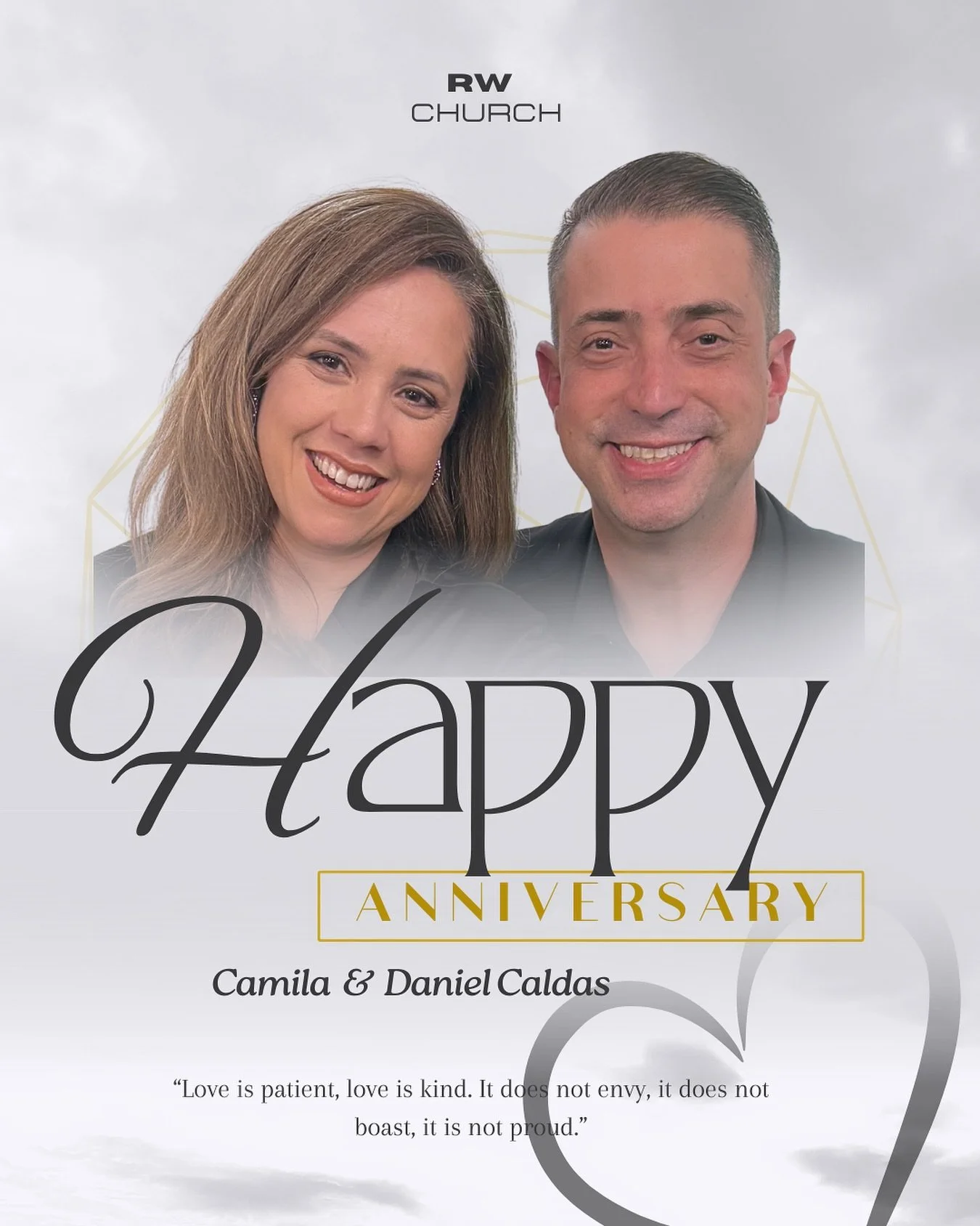 Dear Pastors,

Today we celebrate not only another year of marriage, but also the living testimony of God&rsquo;s love in your lives. The union that the Lord has established is a true example of faithfulness, care, and companionship for the whole chu