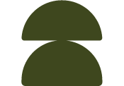 Two dark green semi-circular shapes, one on top of the other, forming a simplified mushroom or umbrella shape.
