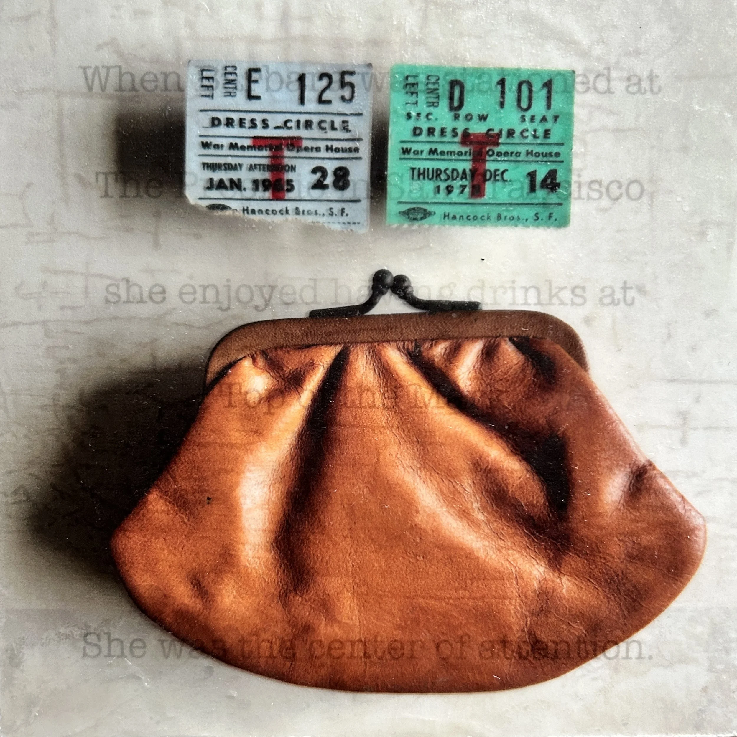 'The Coin Purse', photo encaustic, 6x6", 2024 (sold)