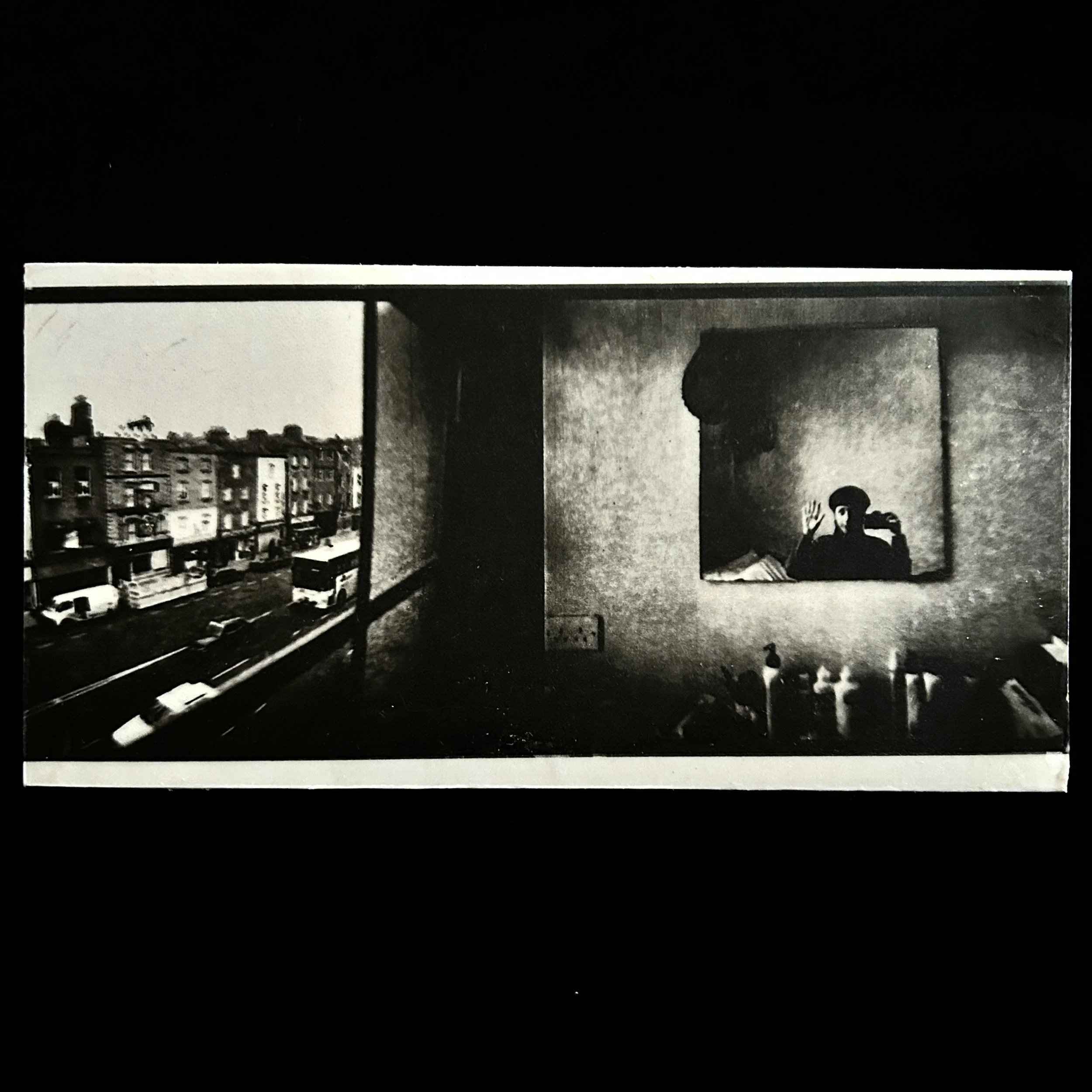 'Parnel Streeet Bedsit, Dublin', photo encaustic, 4x8", 2025