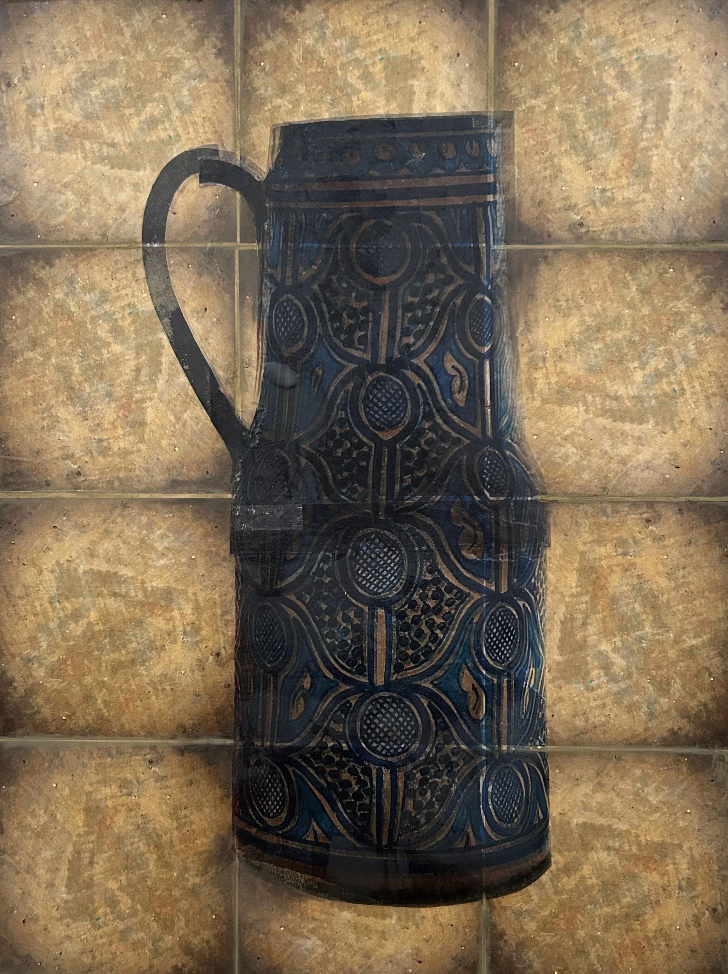 'Luigi's Moroccan Vase', photo encaustic, 16x20" 2023