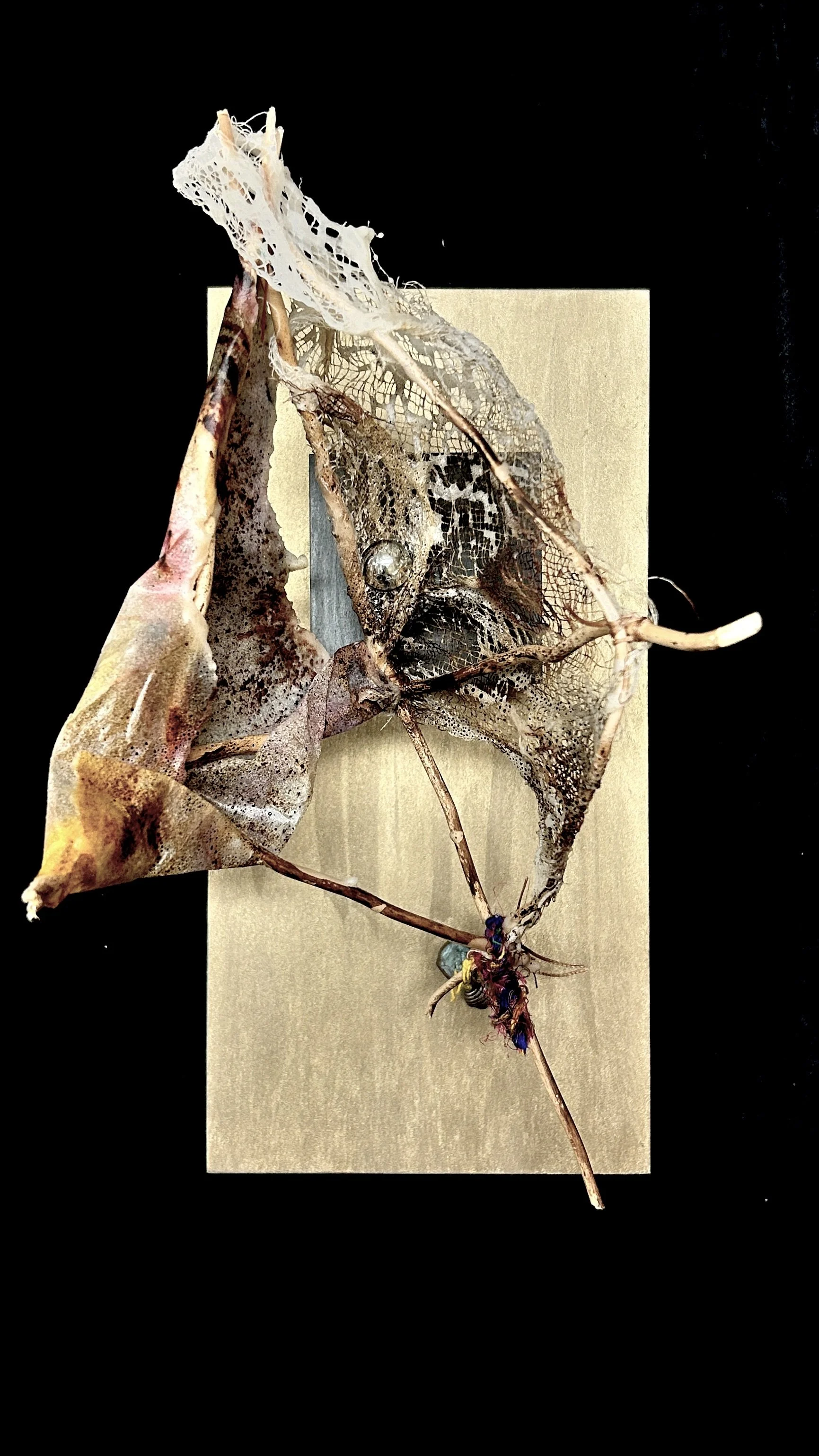 'Antiquity IV', mixed media with encaustic mounted on cradled birch, 6x12", 2025