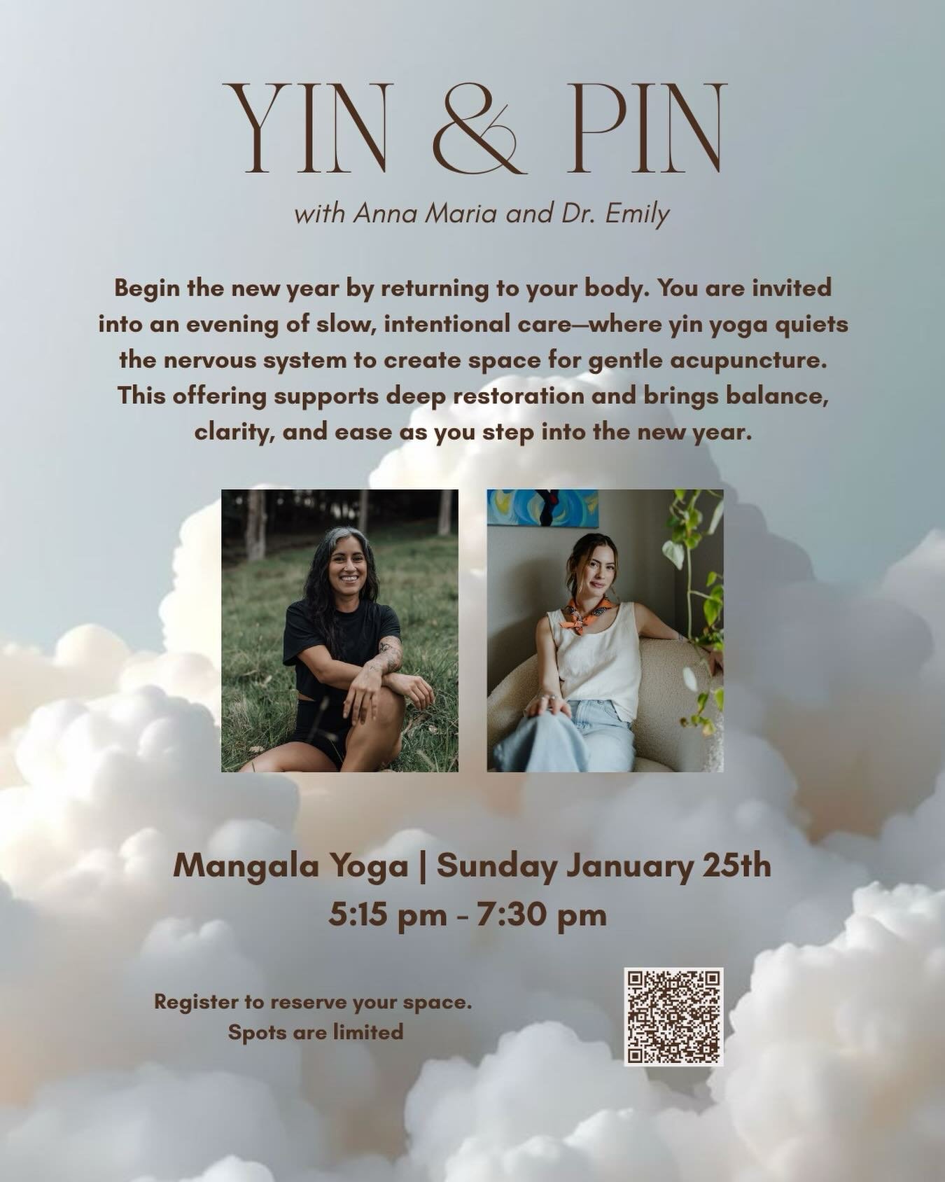 Yin &amp; Pin 🤍☁️
Sunday, January 25th | 5:15&ndash;7:30pm

register to save your spot, links in bio!