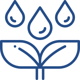 Icon of a water droplet and a plant