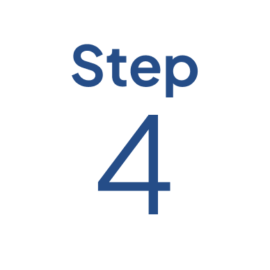 A white circle with blue text that reads 'Step 4'.