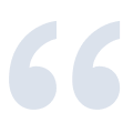 A solid blue background with large, stylized quotation marks in dark blue.