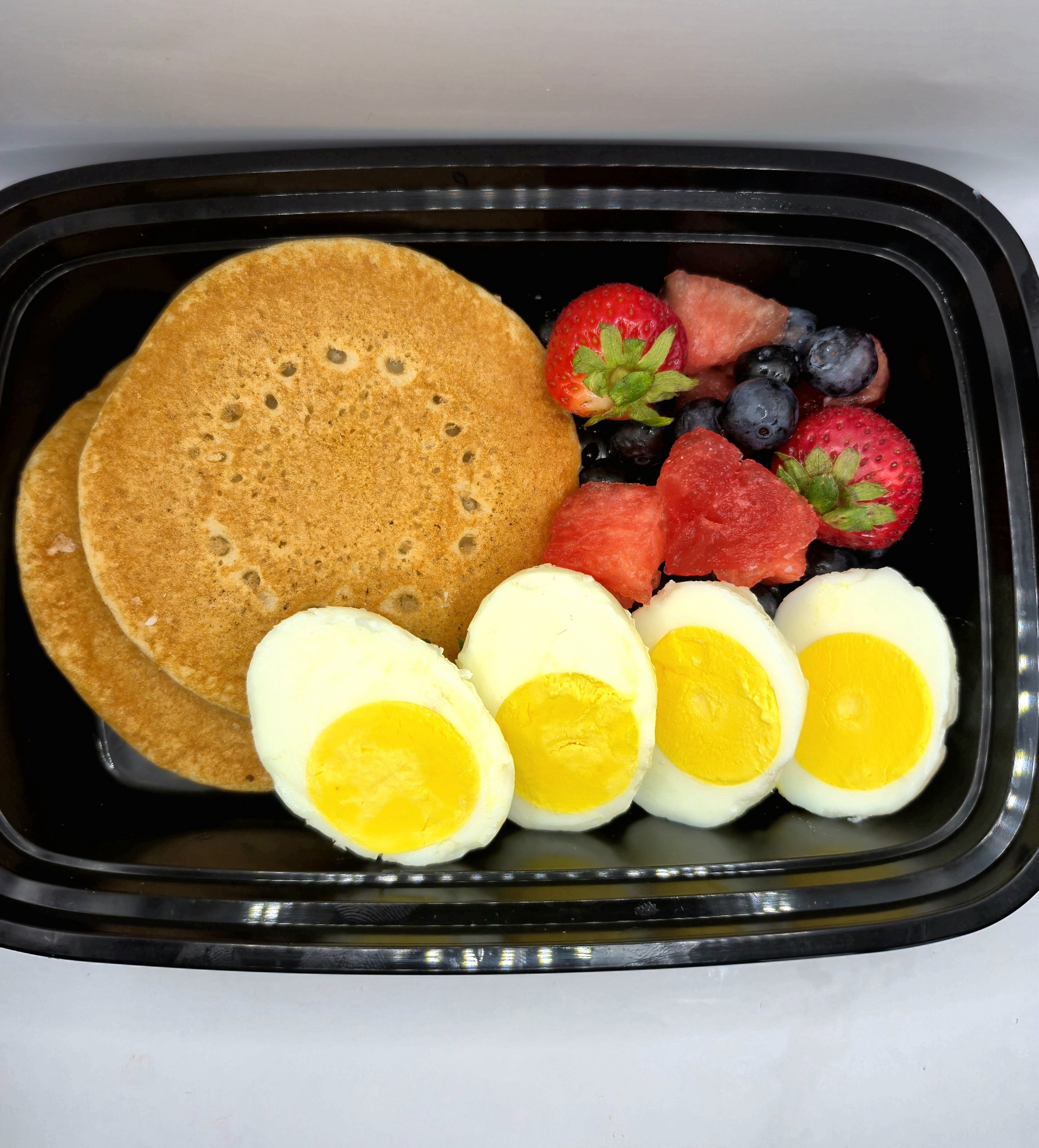 Protein Pancakes, Boiled Egg and fruit