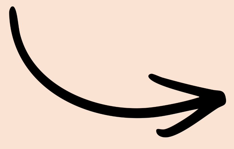 Curved arrow pointing to the right on a pale pink background.