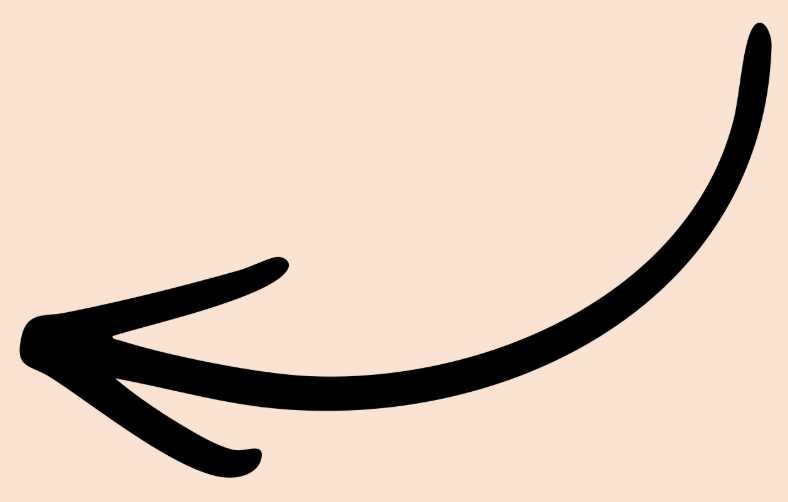 A black arrow pointing left on a light pink background.